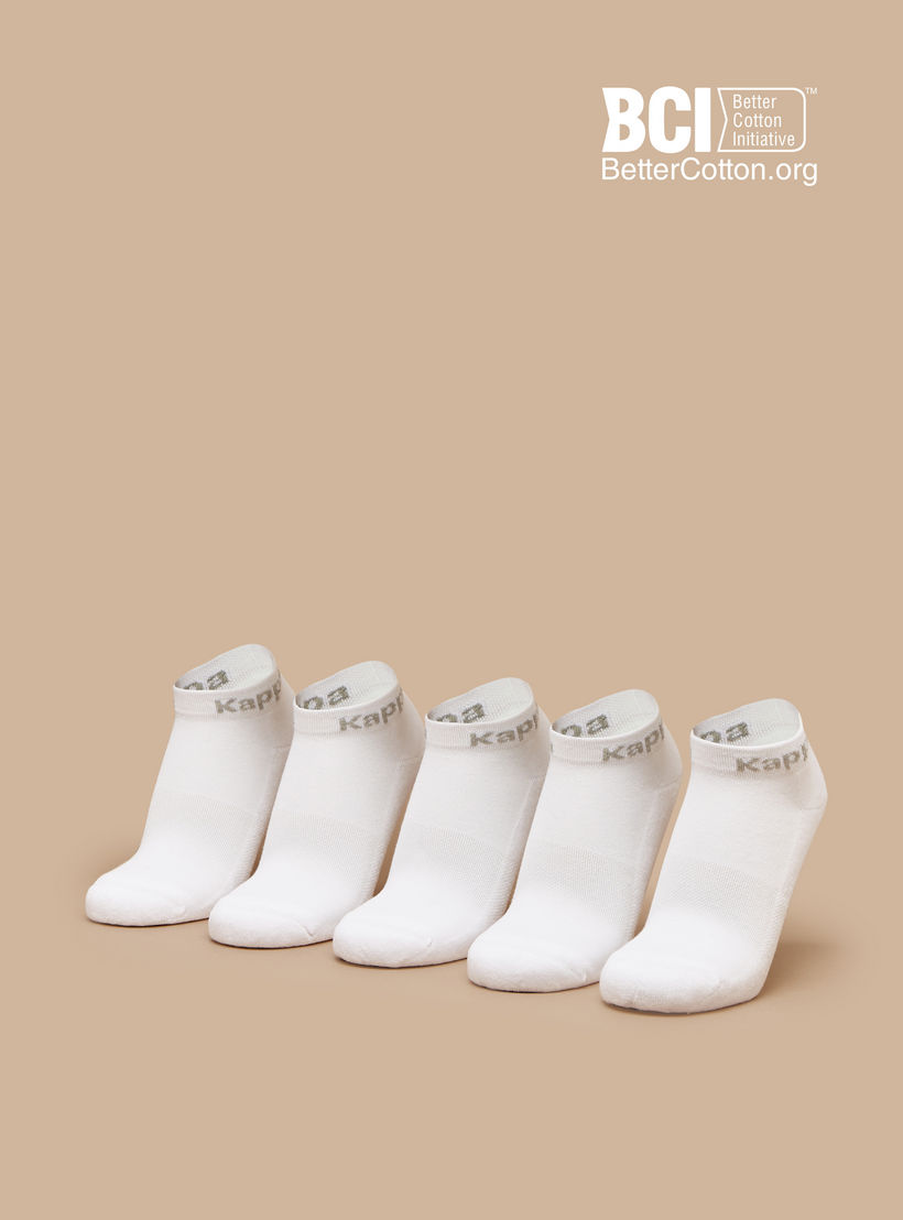 Kappa Logo Print Ankle Length Cushioned Socks - Set of 5-women-socksandstockings-image-1
