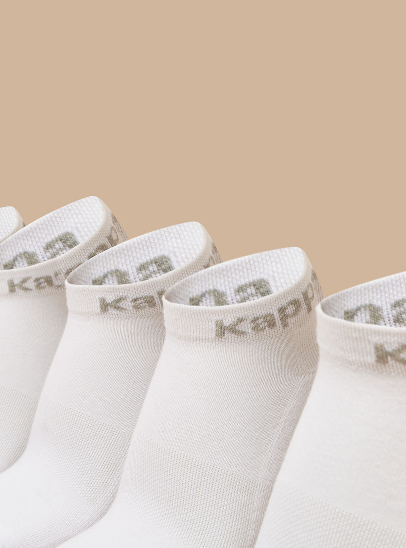Kappa Logo Print Ankle Length Cushioned Socks - Set of 5-women-socksandstockings-image-2