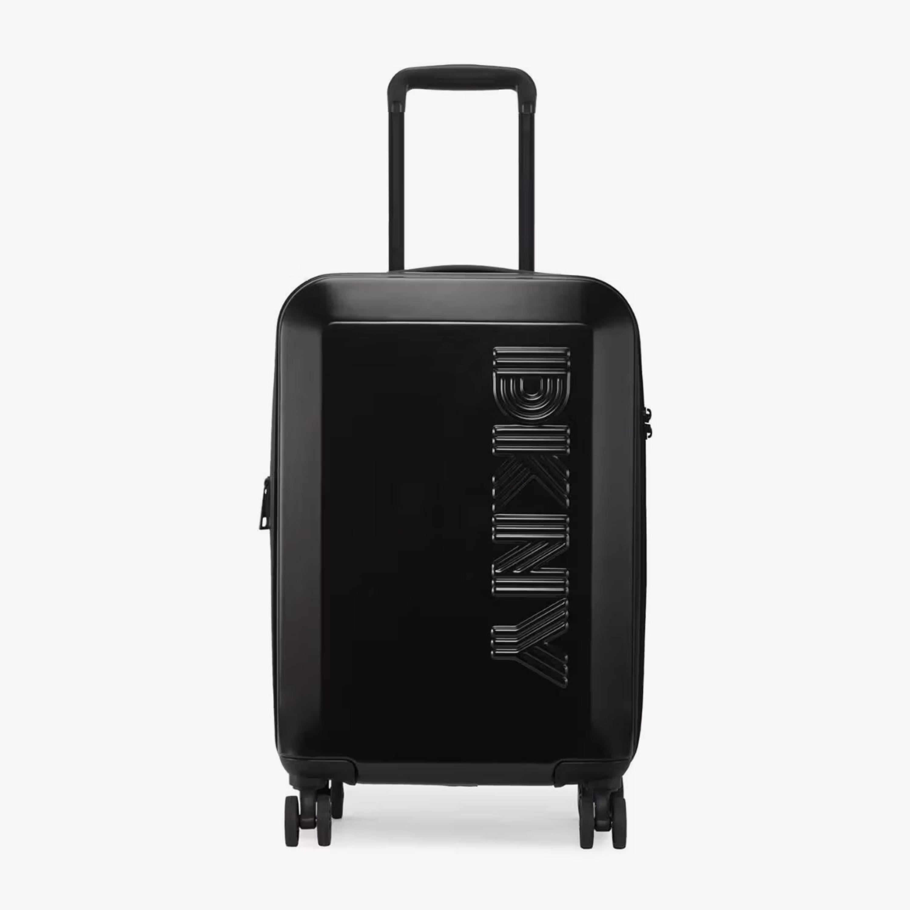 DKNY Logo Embossed Hardcase Luggage Trolley with Retractable Handle - 20 inches Cabin Bag-travel-luggagesandbags-luggage-image-2