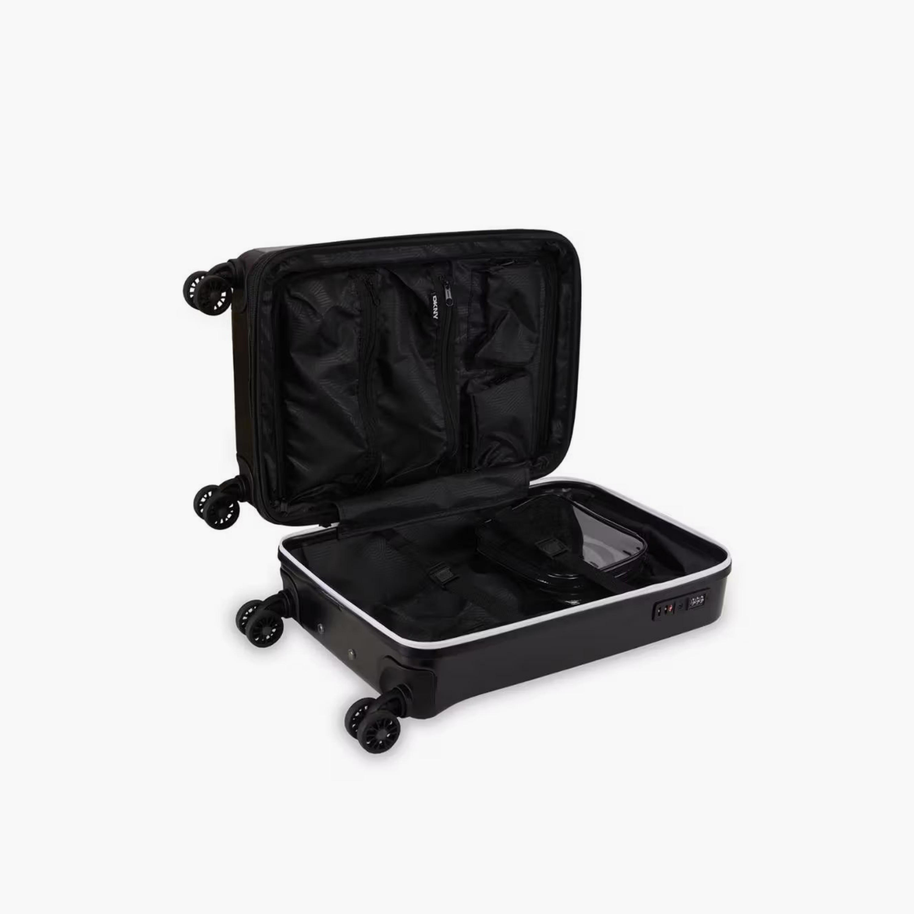 DKNY Logo Embossed Hardcase Luggage Trolley with Retractable Handle - 20 inches Cabin Bag-travel-luggagesandbags-luggage-image-4