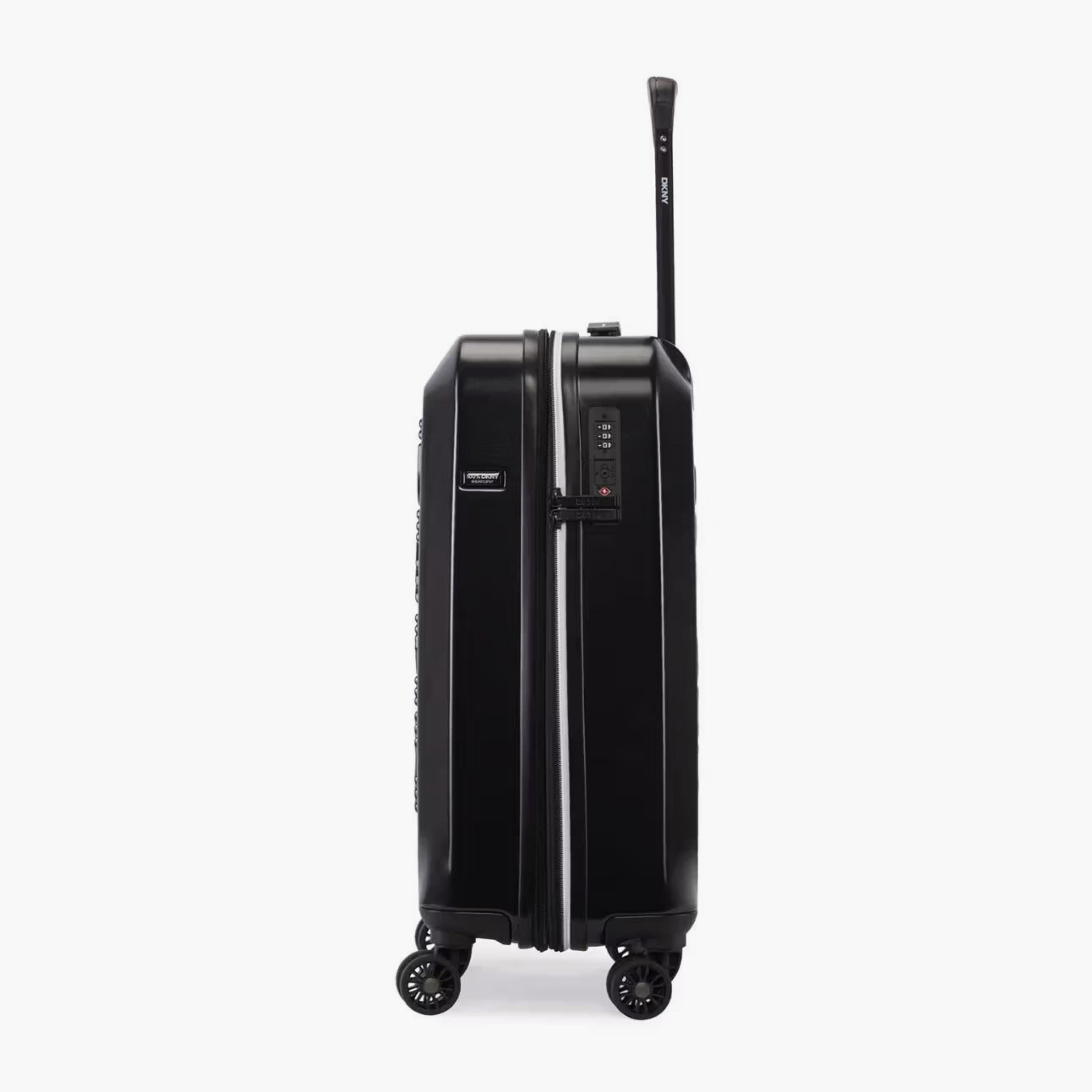 DKNY Logo Embossed Hardcase Luggage Trolley with Retractable Handle - 20 inches Cabin Bag-travel-luggagesandbags-luggage-image-5
