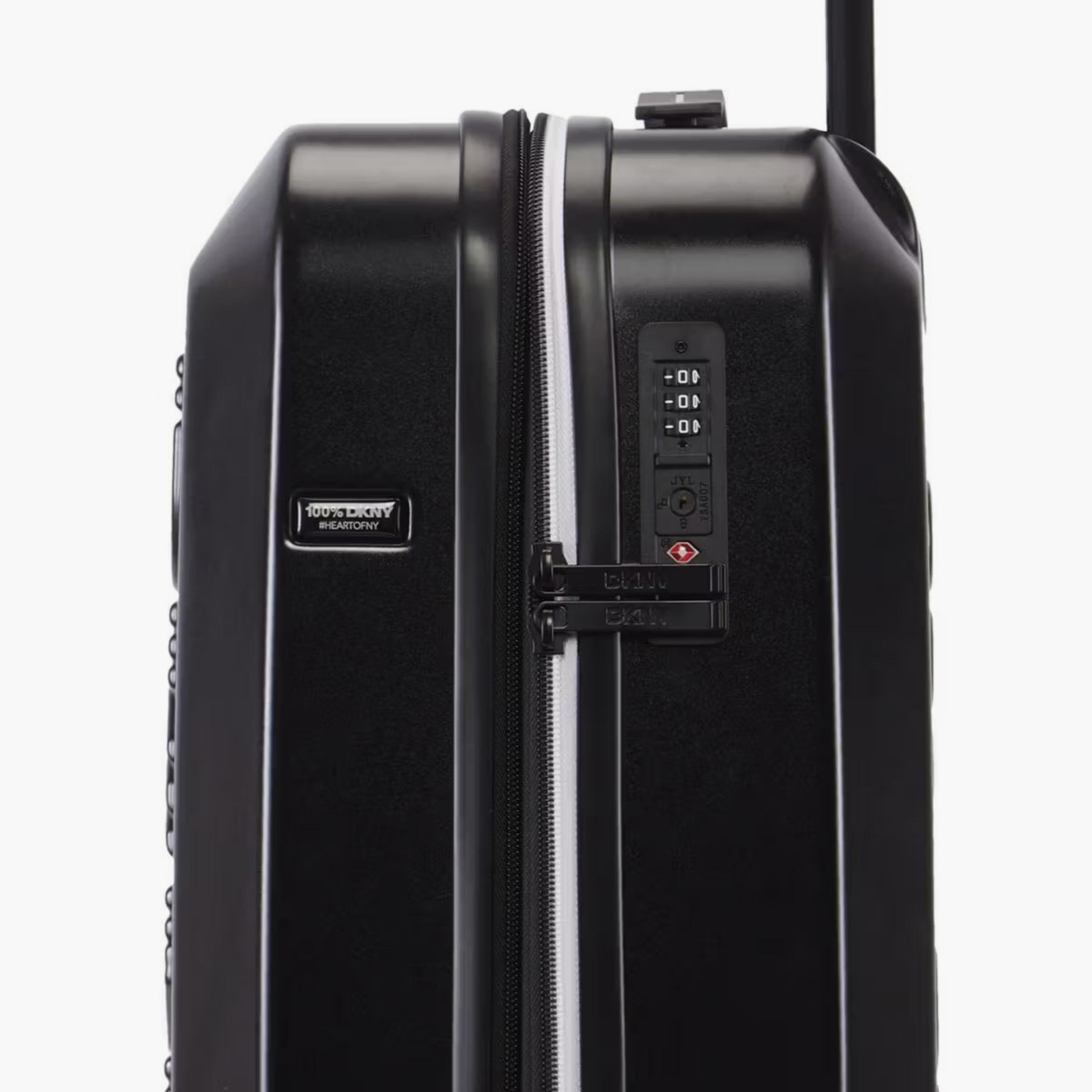 DKNY Logo Embossed Hardcase Luggage Trolley with Retractable Handle - 20 inches Cabin Bag-travel-luggagesandbags-luggage-image-7