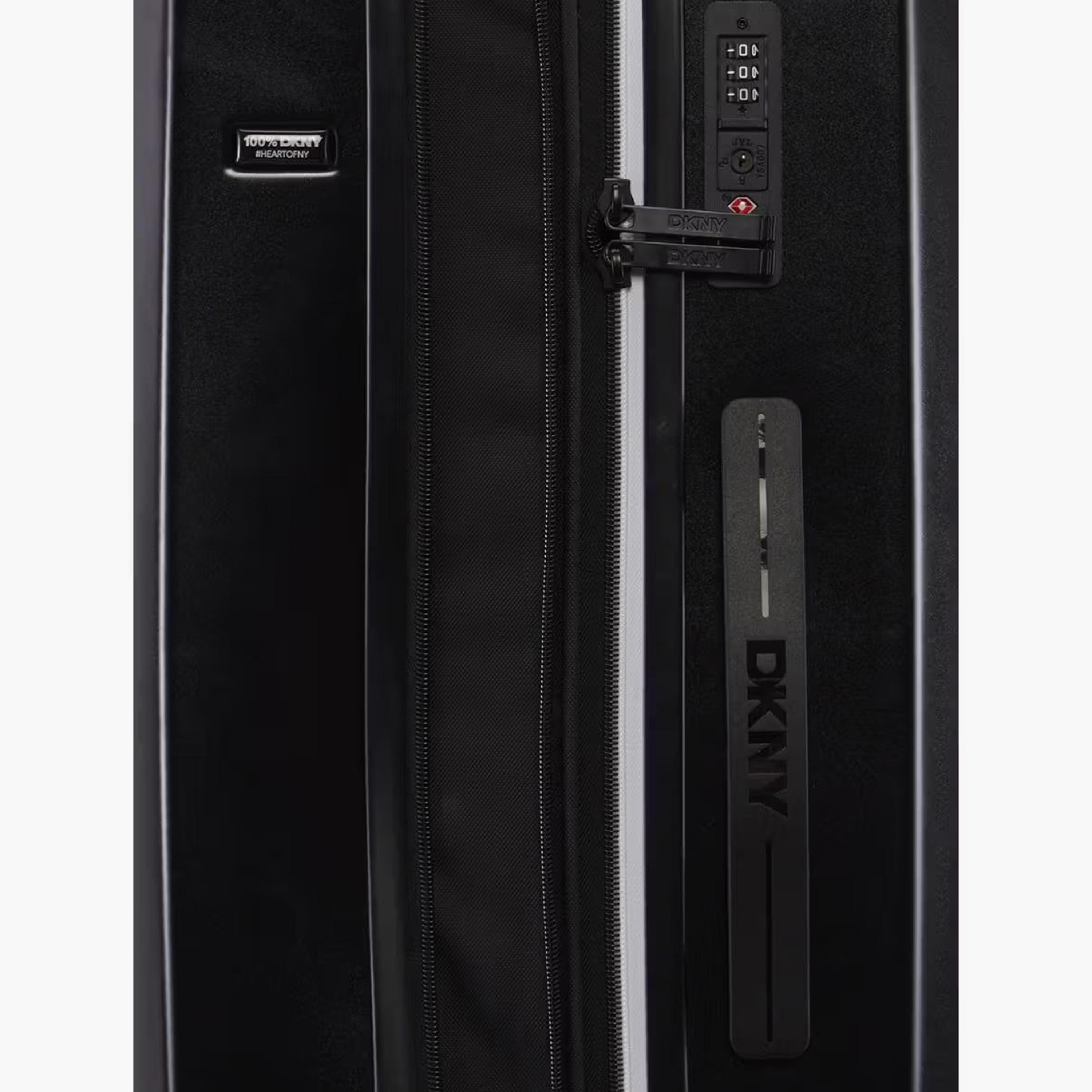 DKNY Logo Embossed Hardcase Luggage Trolley with Retractable Handle - 20 inches Cabin Bag-travel-luggagesandbags-luggage-image-8