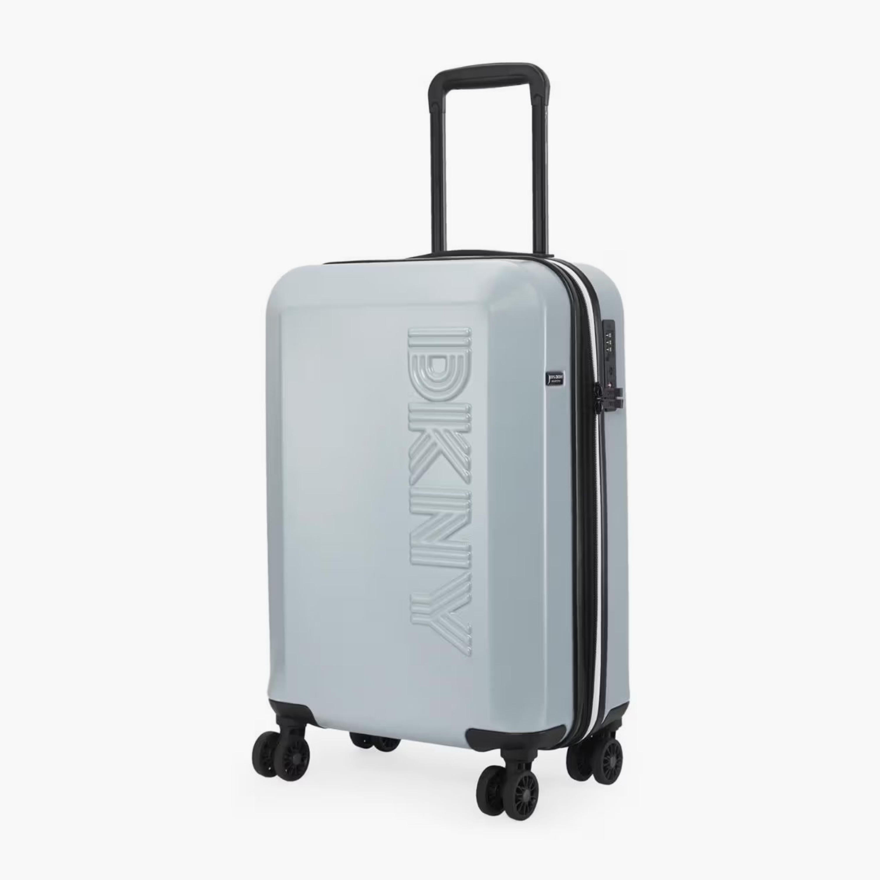 DKNY Logo Embossed Hardcase Luggage Trolley with Retractable Handle - 20 inches Cabin Bag-travel-luggagesandbags-luggage-image-1