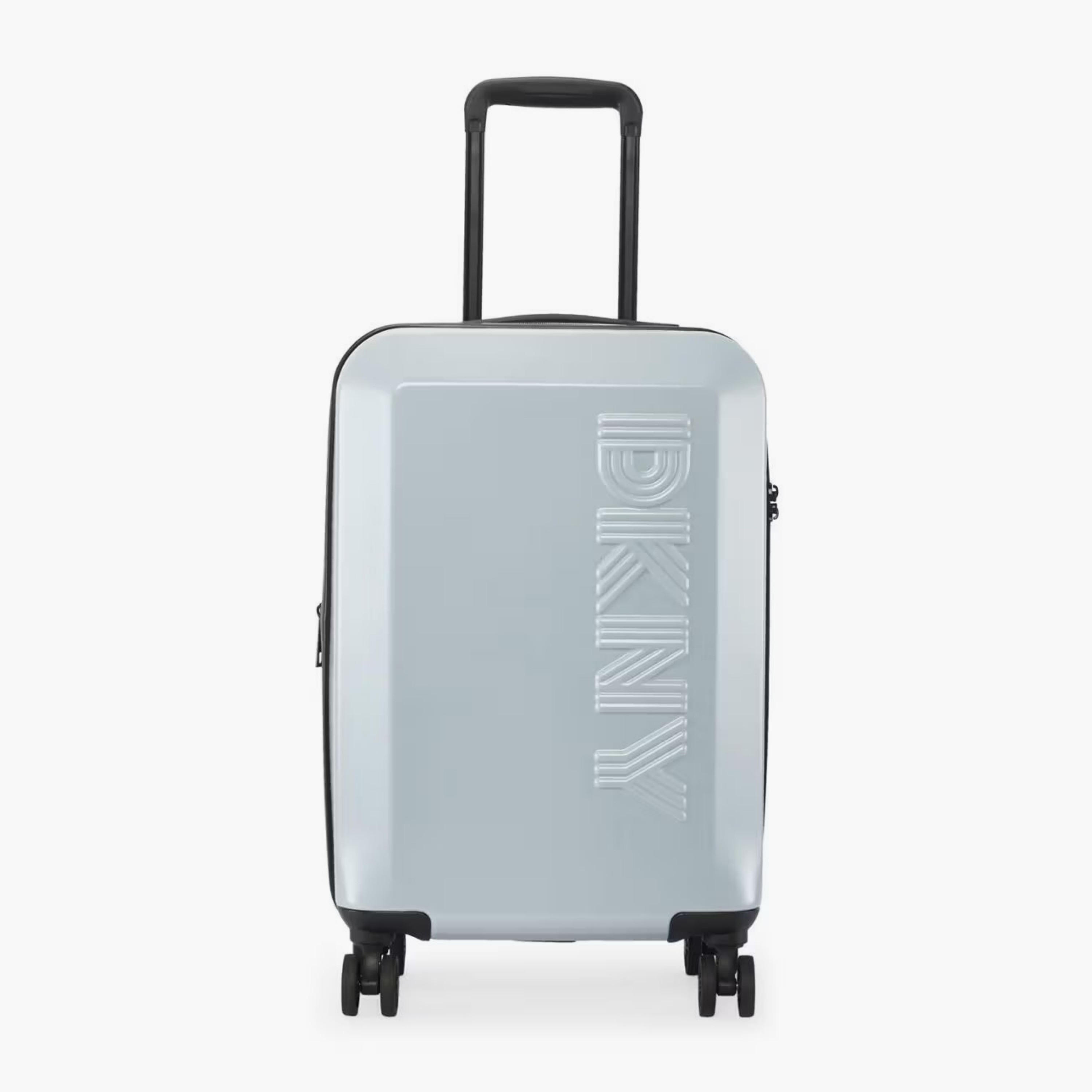 DKNY Logo Embossed Hardcase Luggage Trolley with Retractable Handle - 20 inches Cabin Bag-travel-luggagesandbags-luggage-image-2