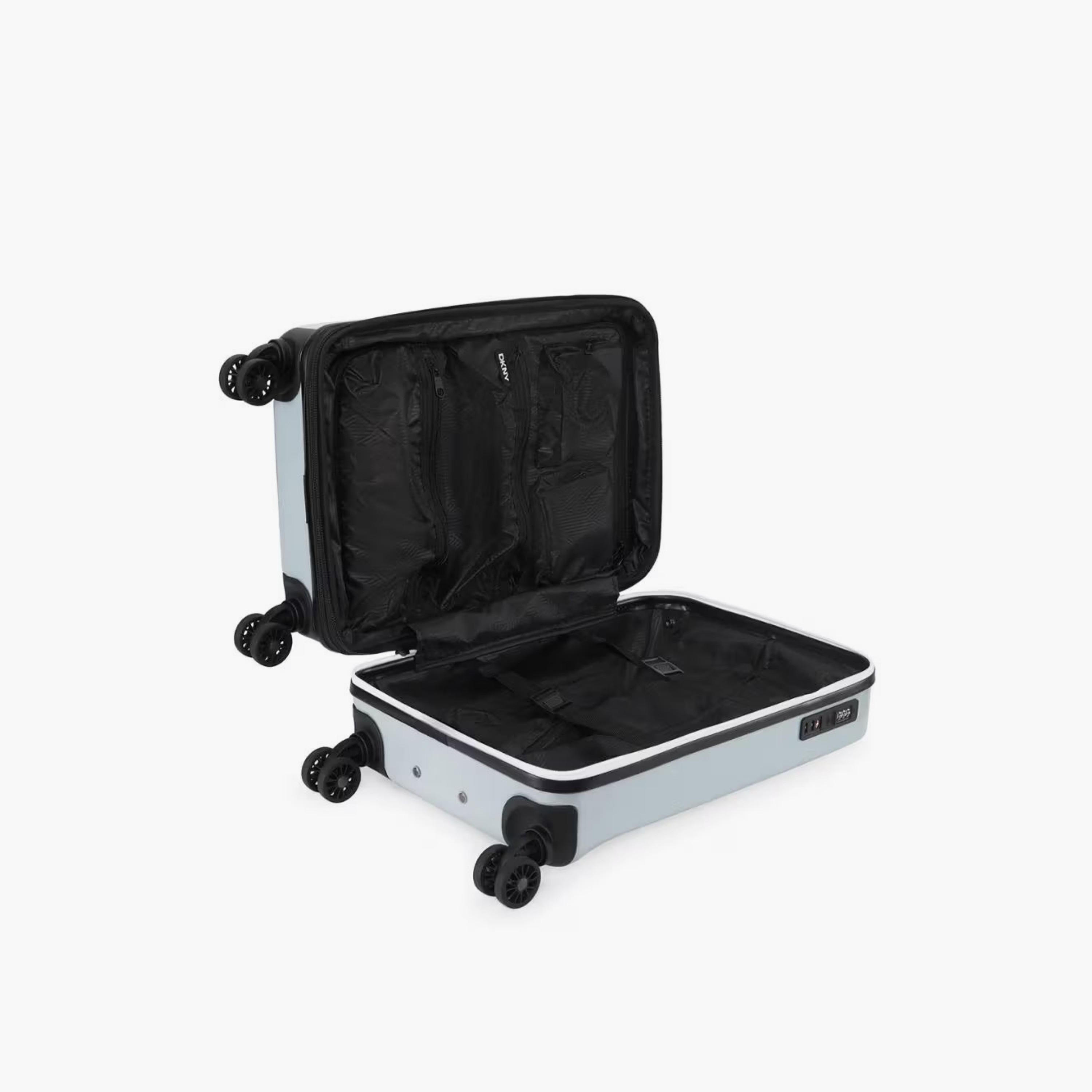 DKNY Logo Embossed Hardcase Luggage Trolley with Retractable Handle - 20 inches Cabin Bag-travel-luggagesandbags-luggage-image-4