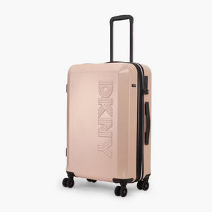 DKNY Logo Embossed Hardcase Luggage Trolley with Retractable Handle - 24 inches Check-In Bag-travel-luggagesandbags-image-1
