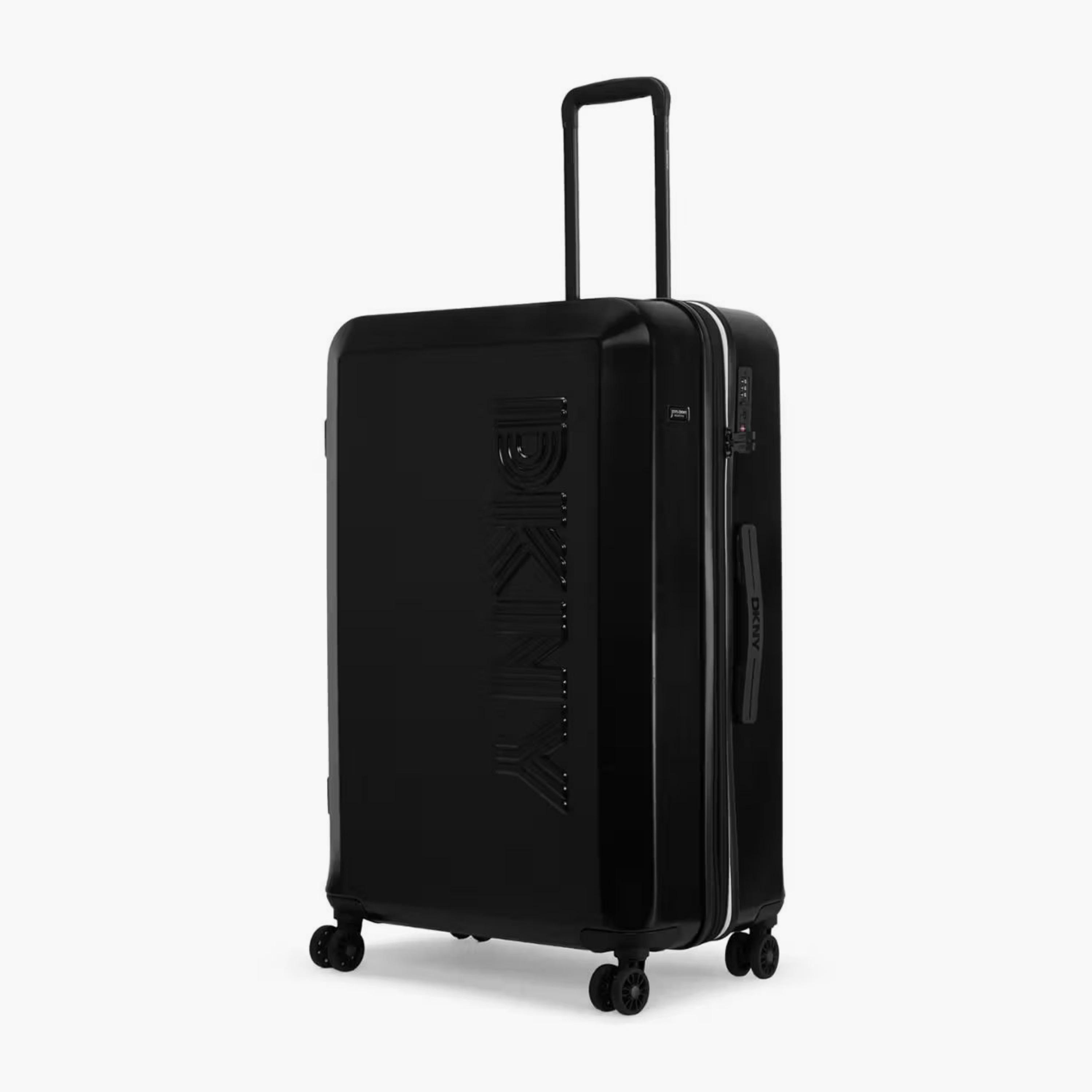 DKNY Logo Embossed Hardcase Luggage Trolley with Retractable Handle - 28 inches Check-In Bag-travel-luggagesandbags-luggage-image-1