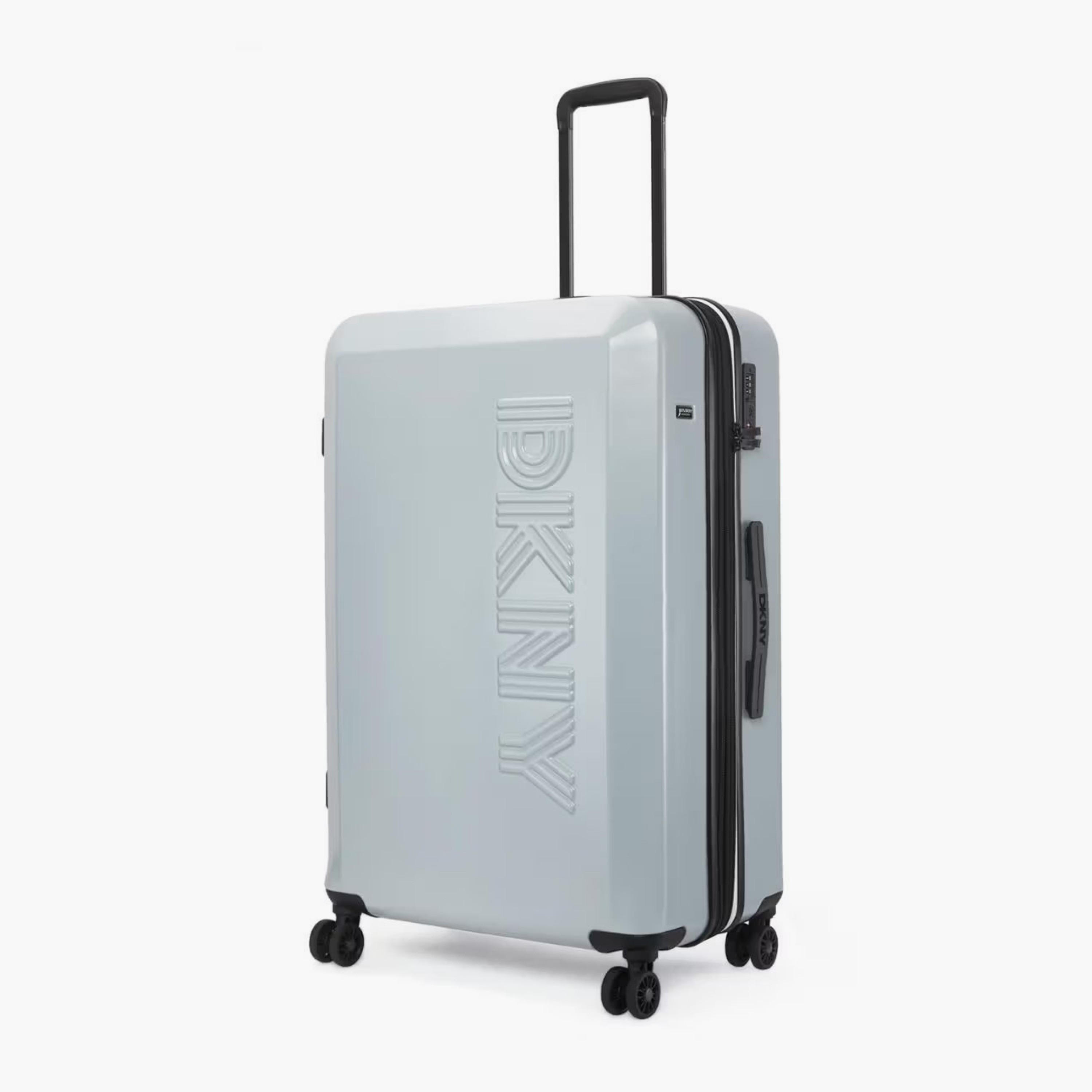 DKNY Logo Embossed Hardcase Luggage Trolley with Retractable Handle - 28 inches Check-In Bag-travel-luggagesandbags-luggage-image-1