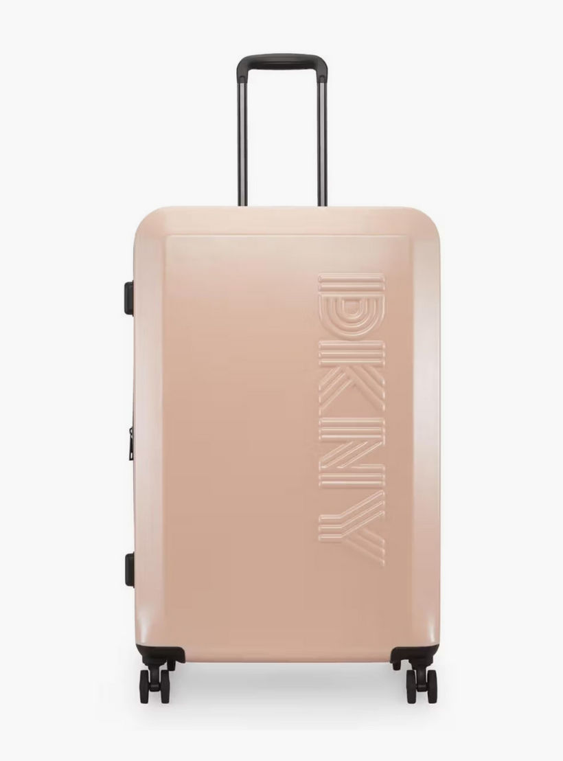 DKNY Logo Embossed Hardcase Luggage Trolley with Retractable Handle - 28 inches Check-In Bag-travel-luggagesandbags-luggage-image-2