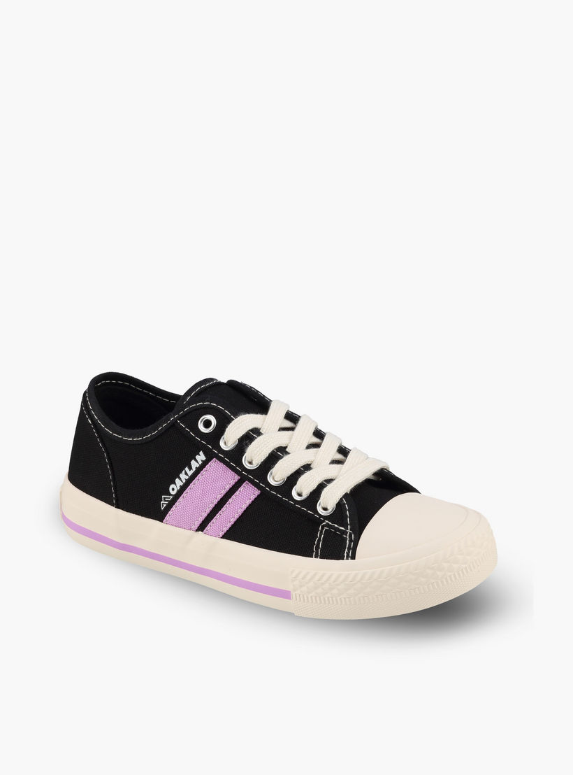 Oaklan by Shoexpress Girls Striped Lace-Up Ankle Sneakers-girls-shoes-sneakers-image-2