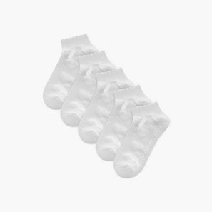 Solid Ankle Length Socks with Scallop Hem and Bow - Set of 5-girls-accessories-image-1