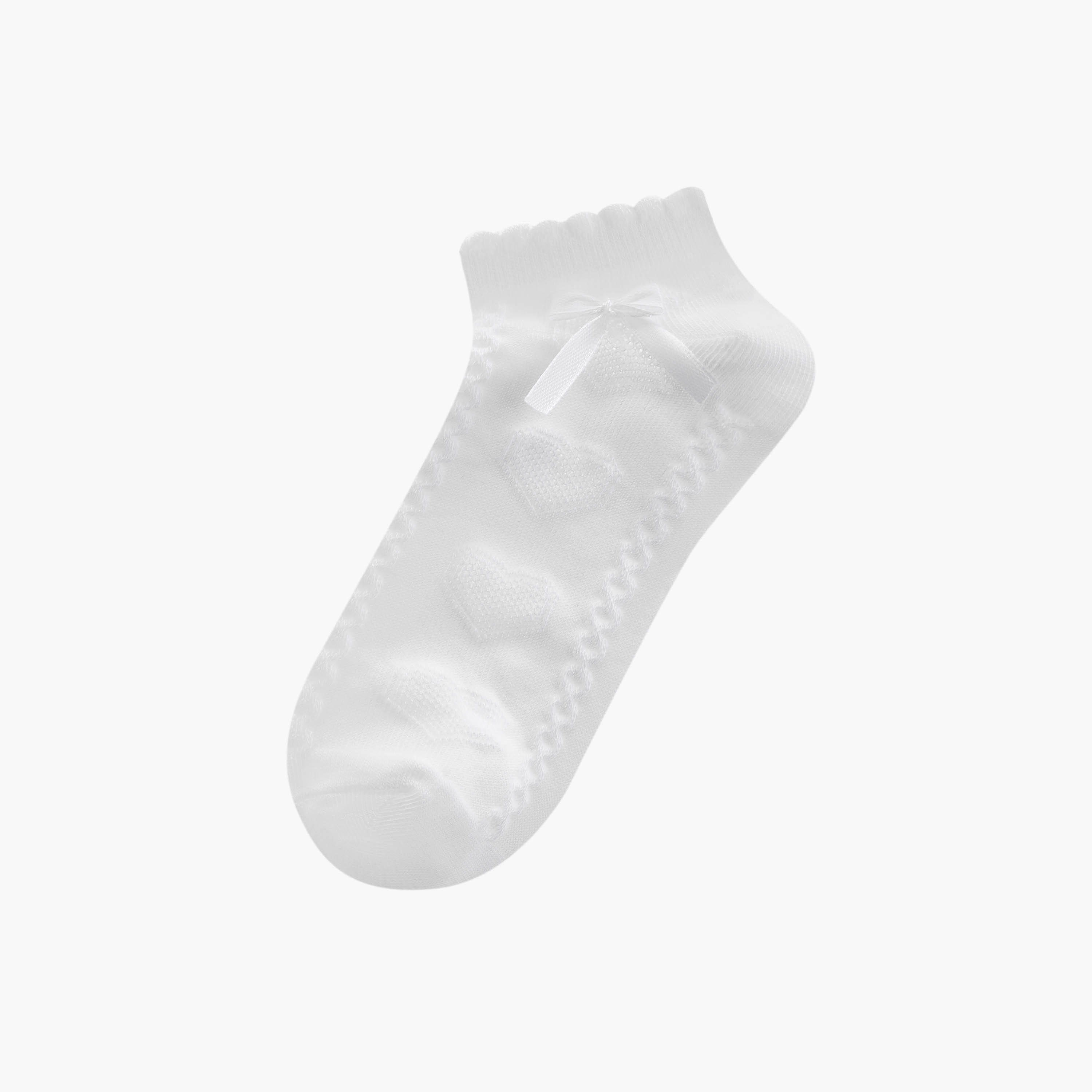 Solid Ankle Length Socks with Scallop Hem and Bow - Set of 5-girls-accessories-socks-image-2