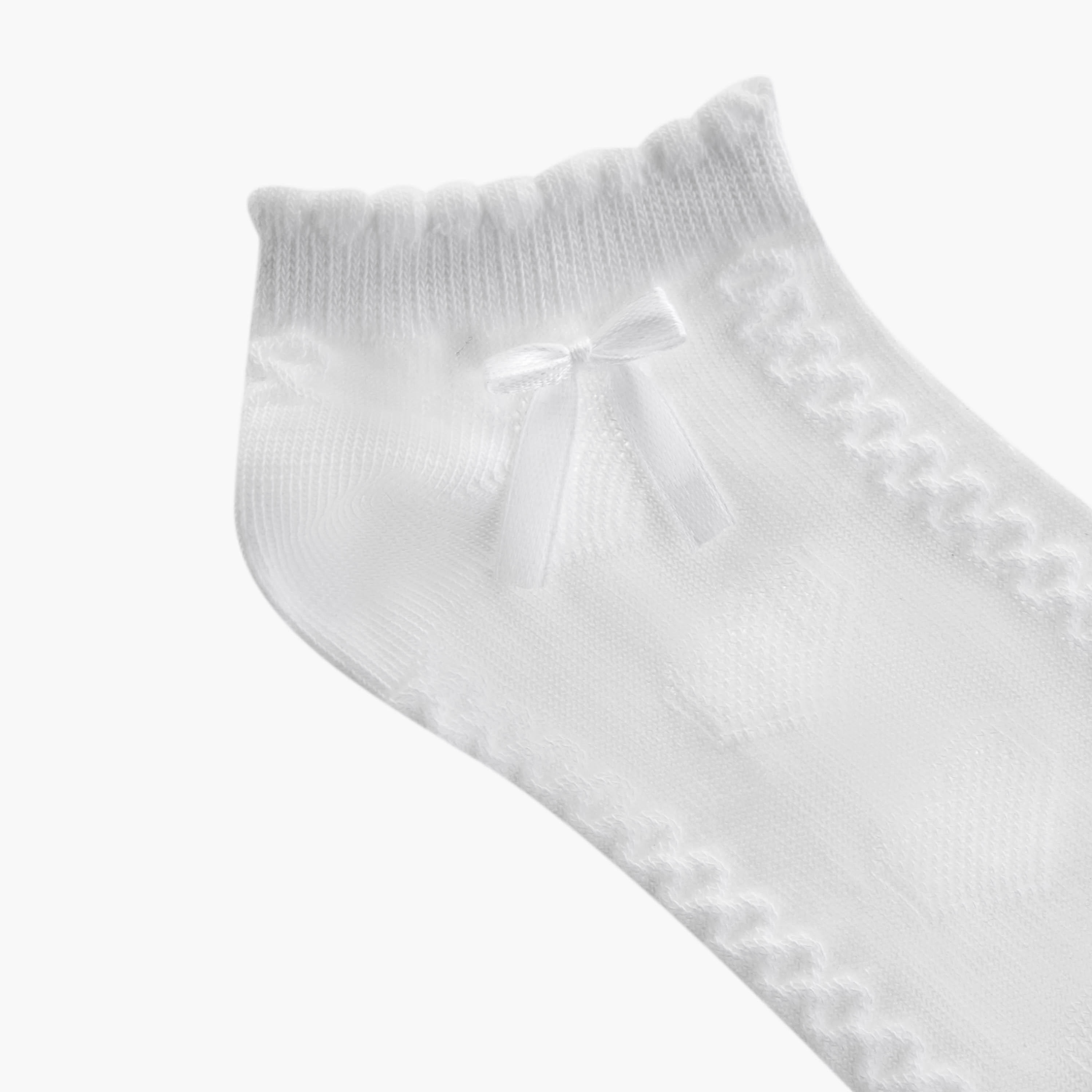 Solid Ankle Length Socks with Scallop Hem and Bow - Set of 5-girls-accessories-socks-image-3