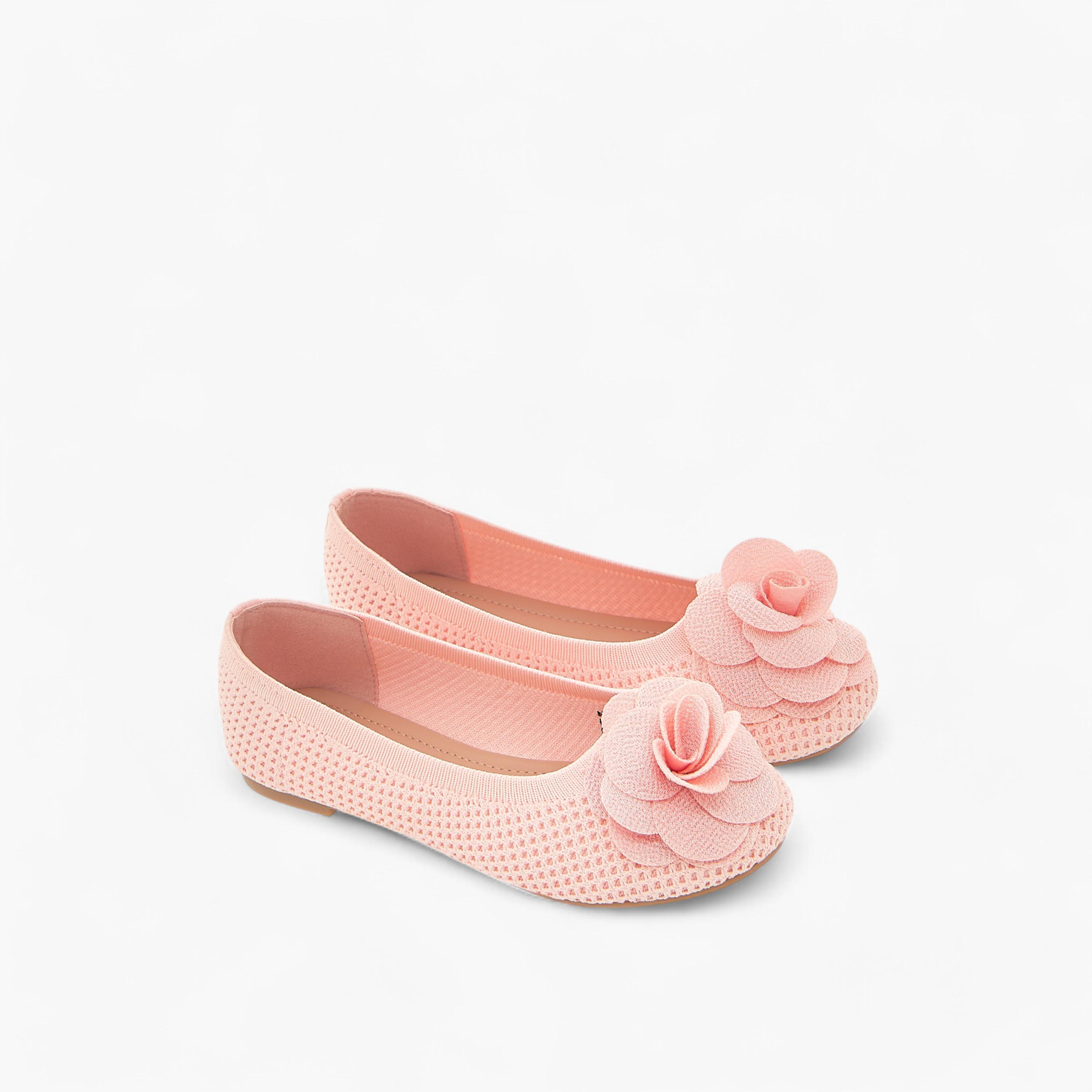 Flora Bella Floral Detail Slip-On Ballerina Shoes-girls-shoes-ballerinas-image-1