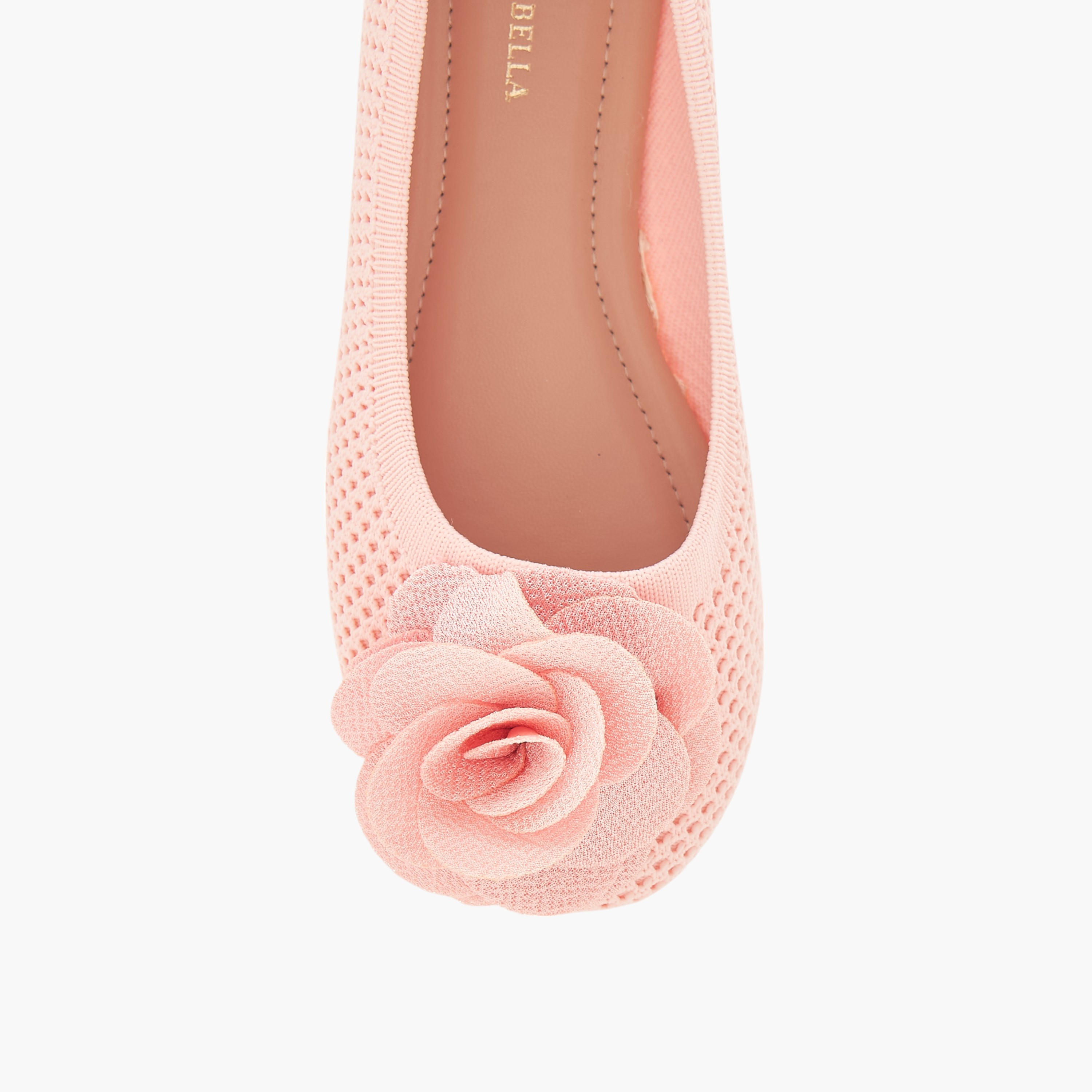 Flora Bella Floral Detail Slip-On Ballerina Shoes-girls-shoes-ballerinas-image-4
