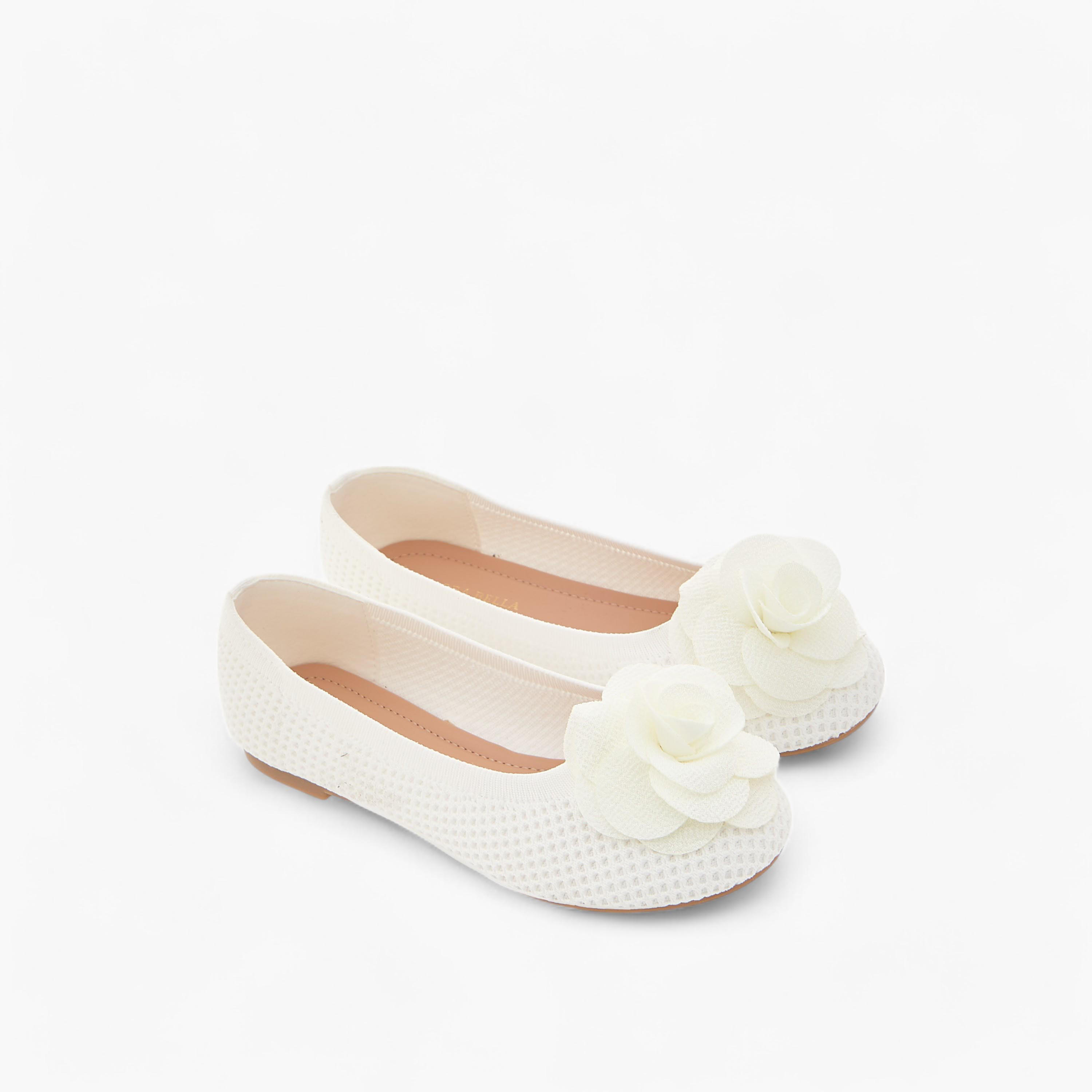 Flora Bella Floral Detail Slip-On Ballerina Shoes-girls-shoes-ballerinas-image-1