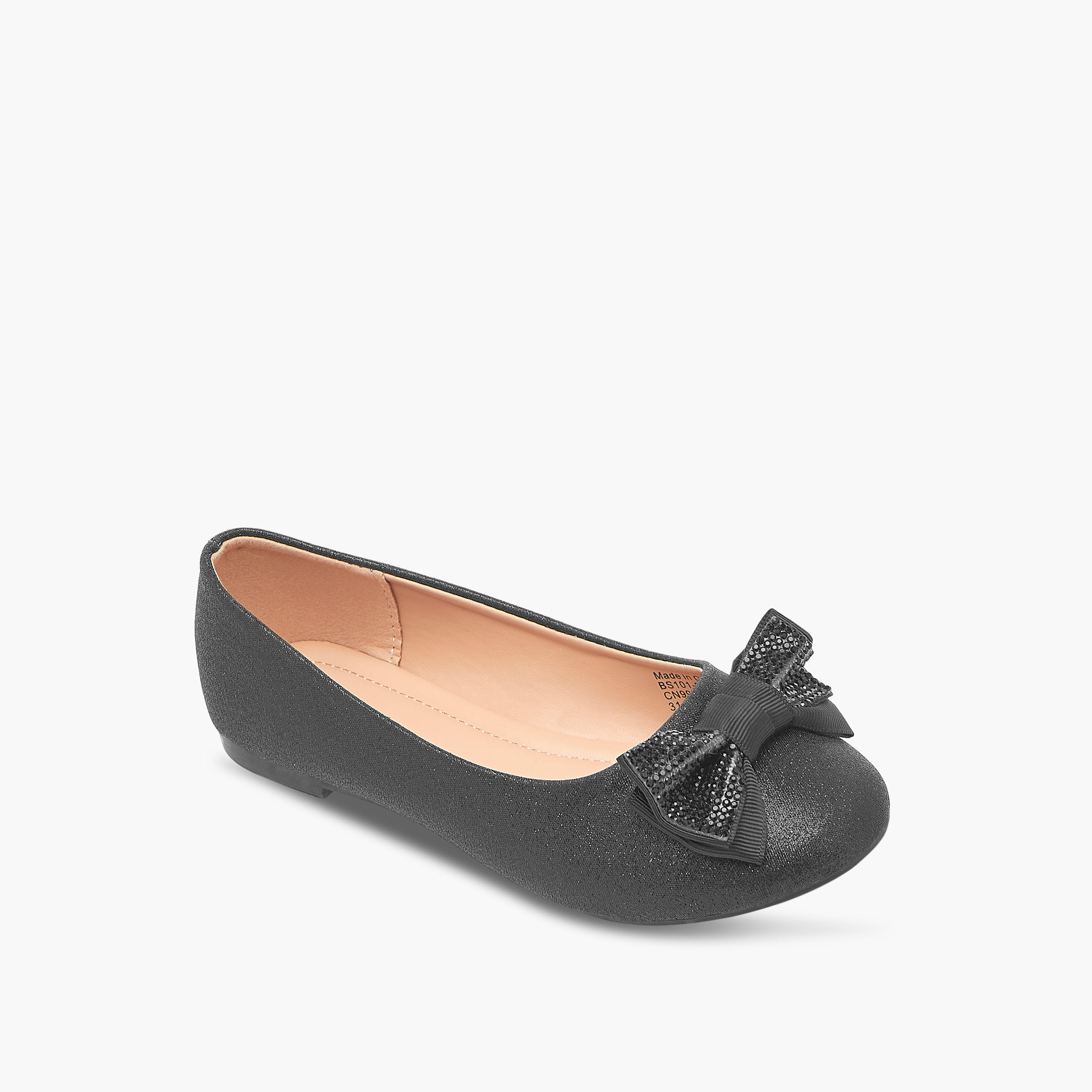 Flora Bella Bow Embellished Slip-On Ballerina Shoes-girls-shoes-ballerinas-image-2