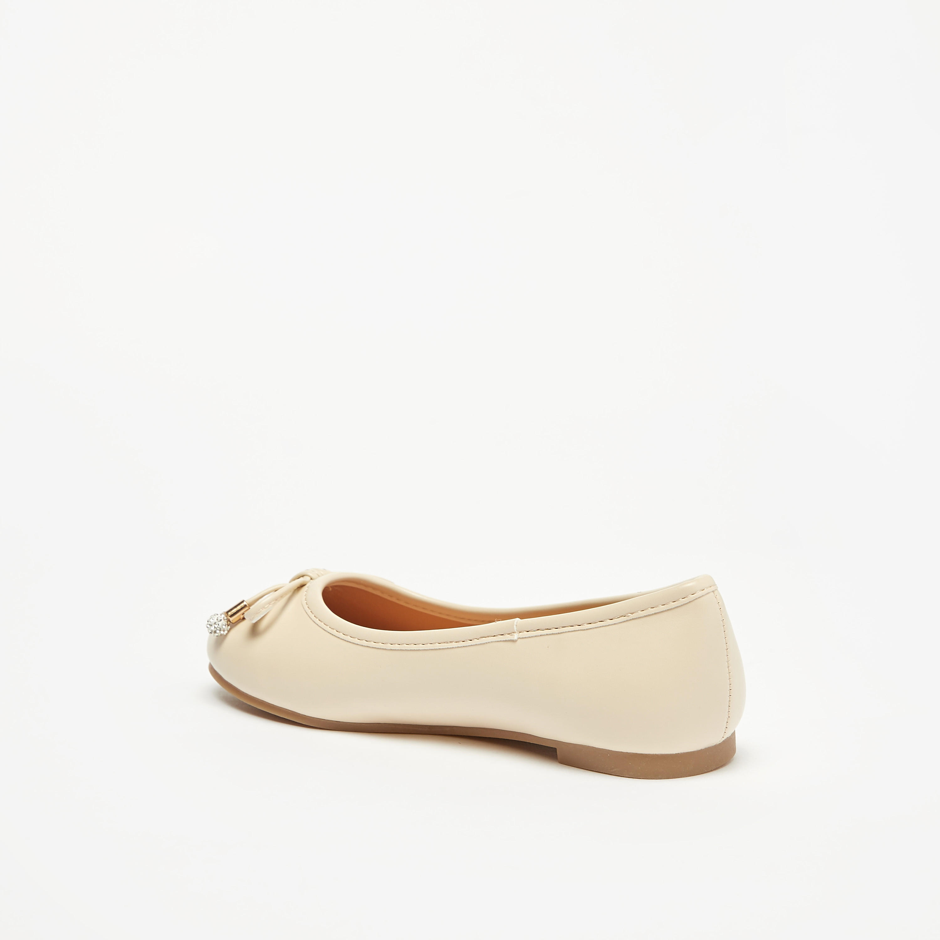 حذاء باليرينا سادة بمقدمة مستديرة وزينة فيونكة من ليتل ميسي-girls-shoes-ballerinas-image-2