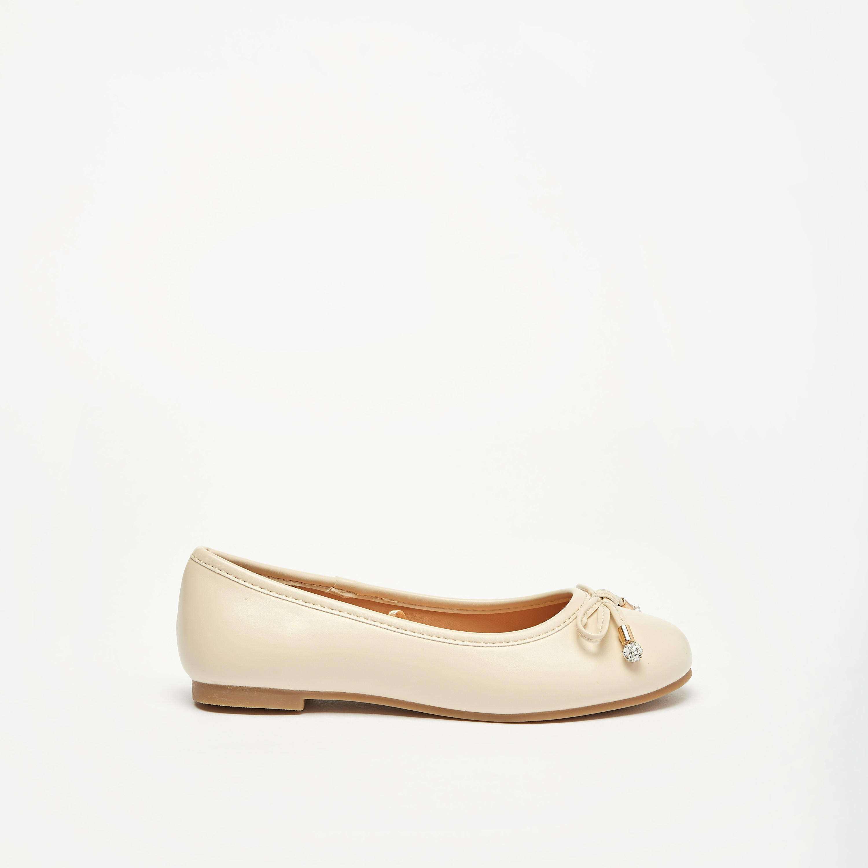 حذاء باليرينا سادة بمقدمة مستديرة وزينة فيونكة من ليتل ميسي-girls-shoes-ballerinas-image-3