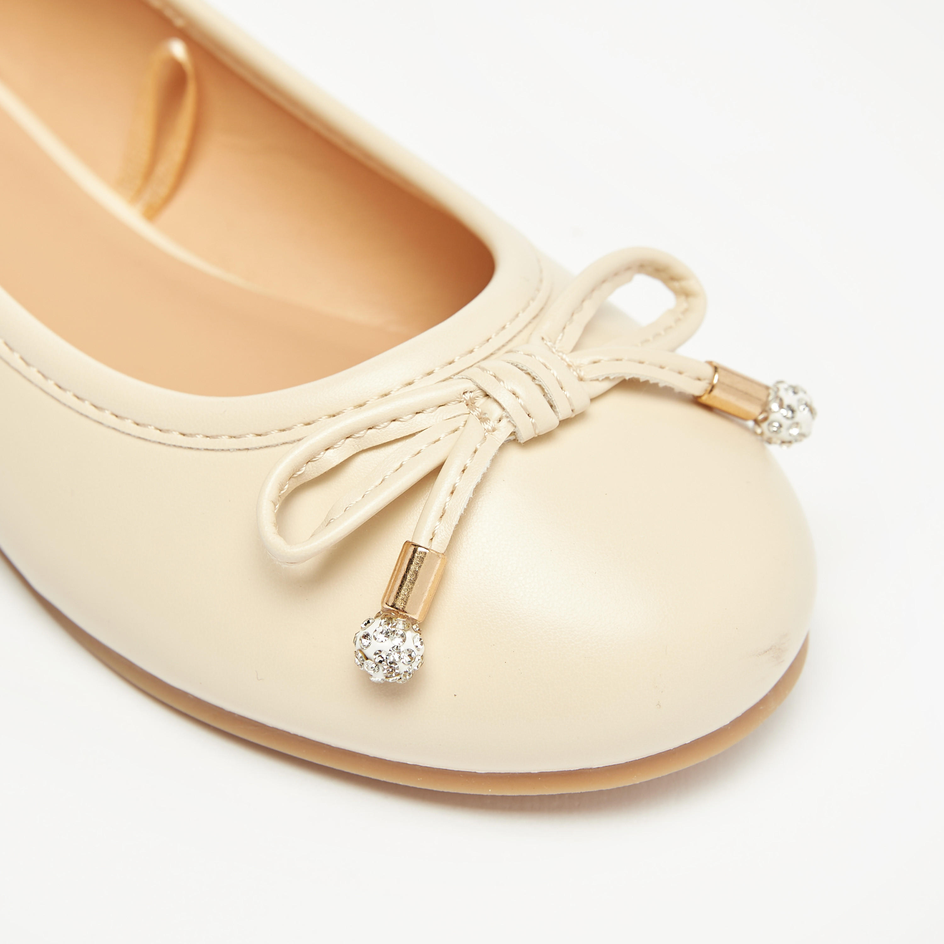 حذاء باليرينا سادة بمقدمة مستديرة وزينة فيونكة من ليتل ميسي-girls-shoes-ballerinas-image-5