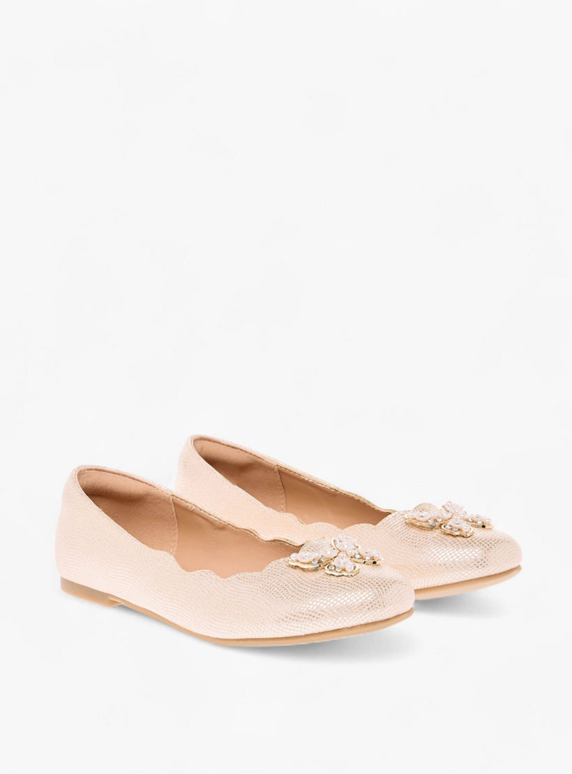 حذاء باليرينا مزين بفراشات وأطراف صدفية من ليتل ميسي-girls-shoes-ballerinas-image-1
