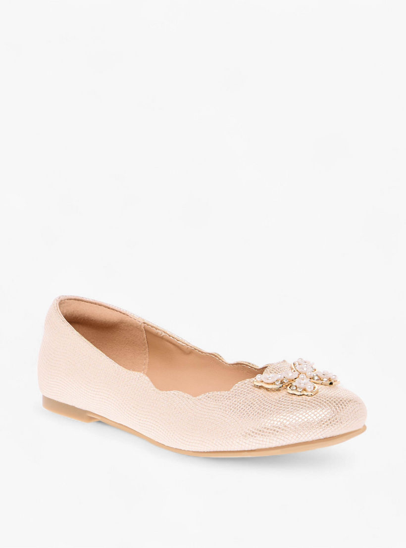 حذاء باليرينا مزين بفراشات وأطراف صدفية من ليتل ميسي-girls-shoes-ballerinas-image-2