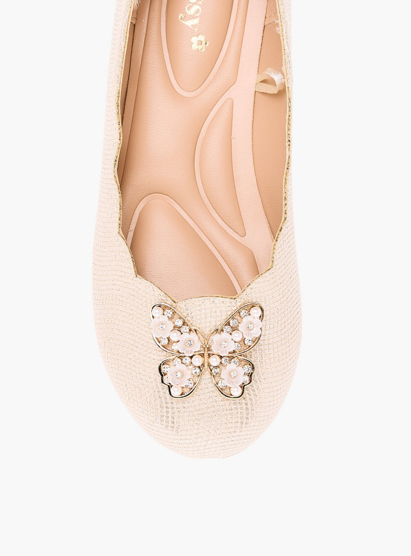 حذاء باليرينا مزين بفراشات وأطراف صدفية من ليتل ميسي-girls-shoes-ballerinas-image-4