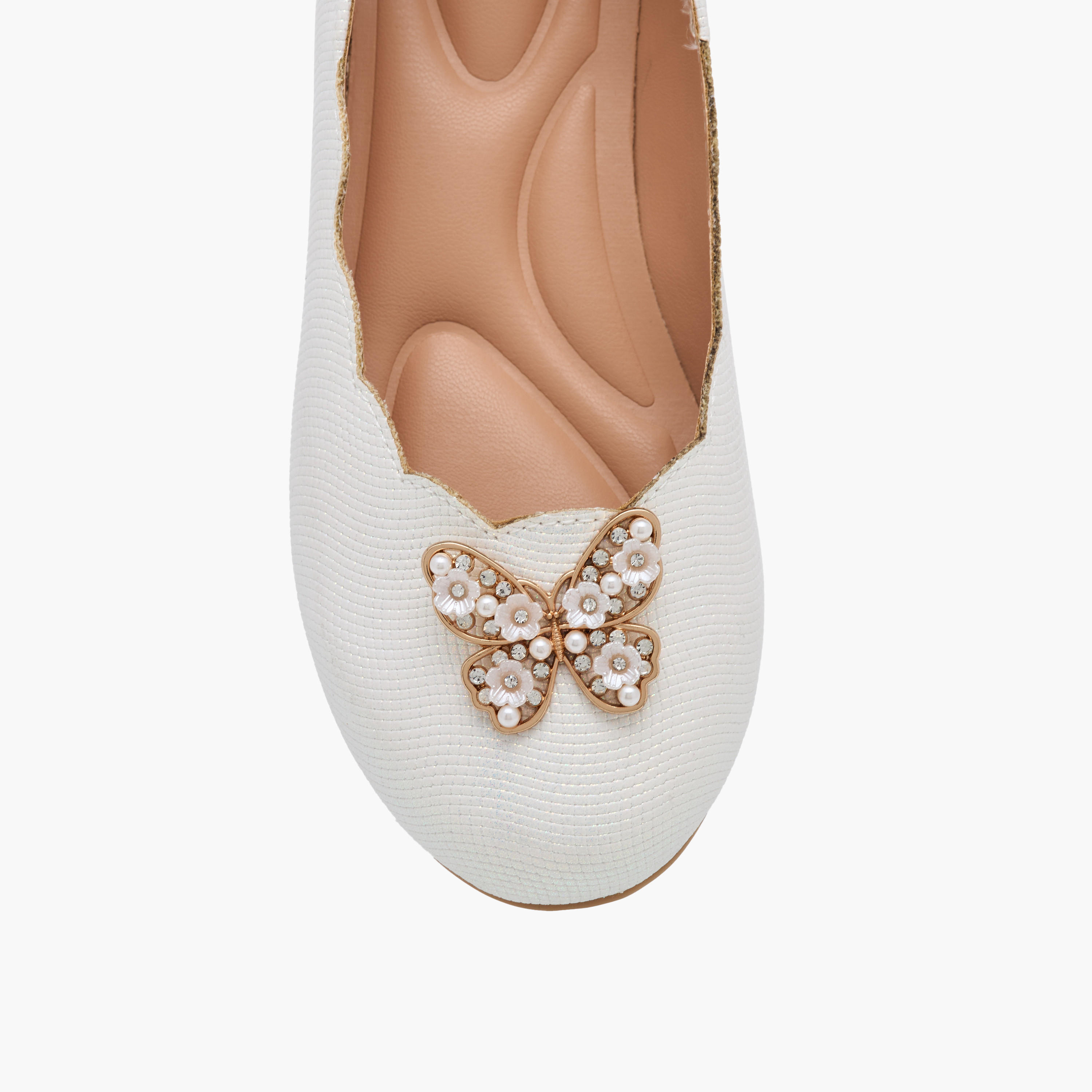 Little Missy Butterfly Embellished Ballerina Shoes with Scallop Hem-girls-shoes-ballerinas-image-4