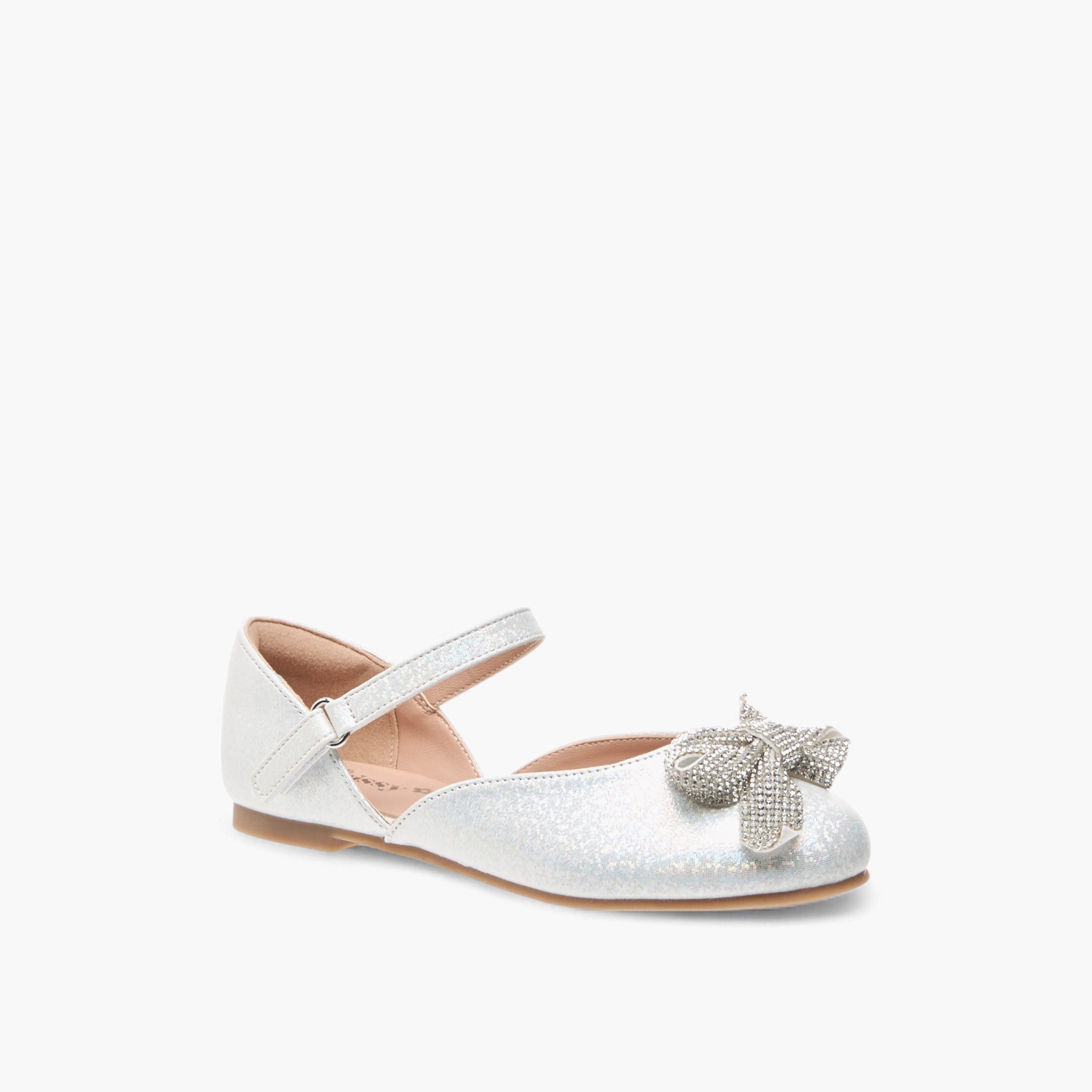 حذاء باليرينا بفيونكة مزينة وشريط إغلاق لاصق من ليتل ميسي-girls-shoes-ballerinas-image-2