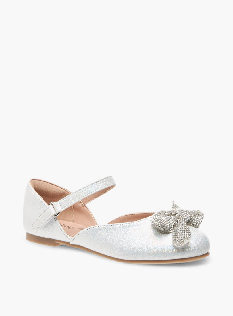 حذاء باليرينا بفيونكة مزينة وشريط إغلاق لاصق من ليتل ميسي-girls-shoes-ballerinas-image-2