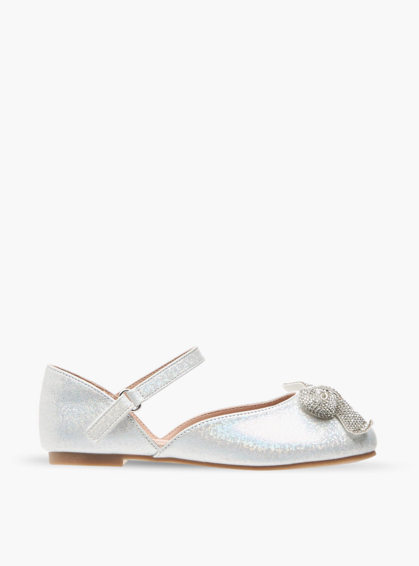 حذاء باليرينا بفيونكة مزينة وشريط إغلاق لاصق من ليتل ميسي-girls-shoes-ballerinas-image-3