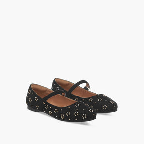 Little Missy Embellished Ballerina Shoes with Hook and Loop Closure-girls-shoes-maryjanes-image-1