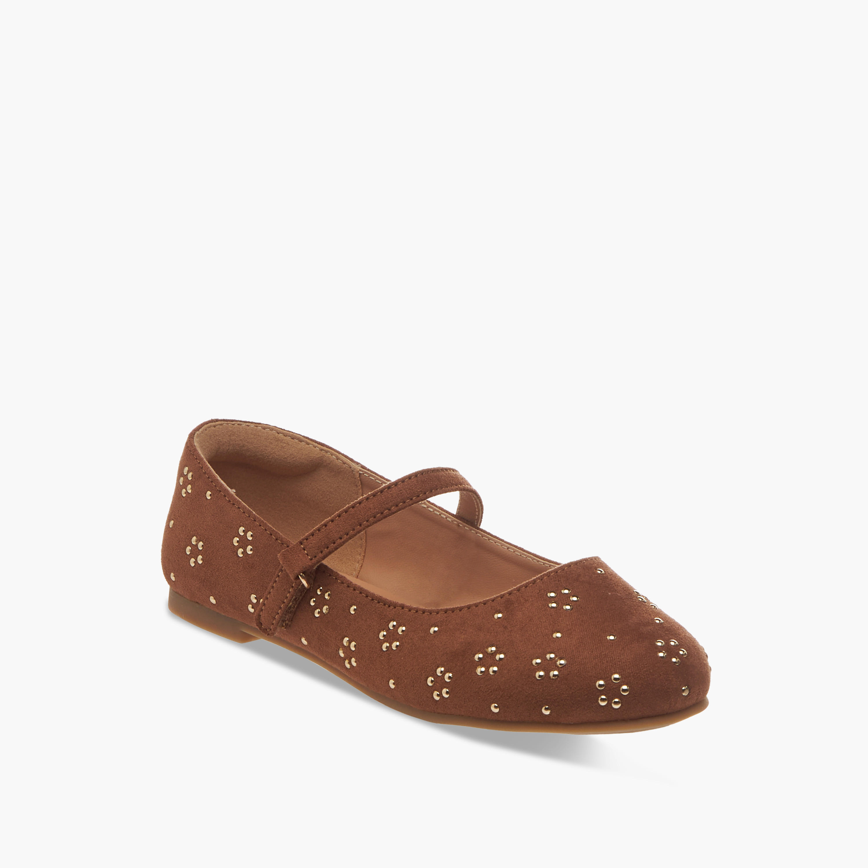 Little Missy Embellished Ballerina Shoes with Hook and Loop Closure-girls-shoes-maryjanes-image-2
