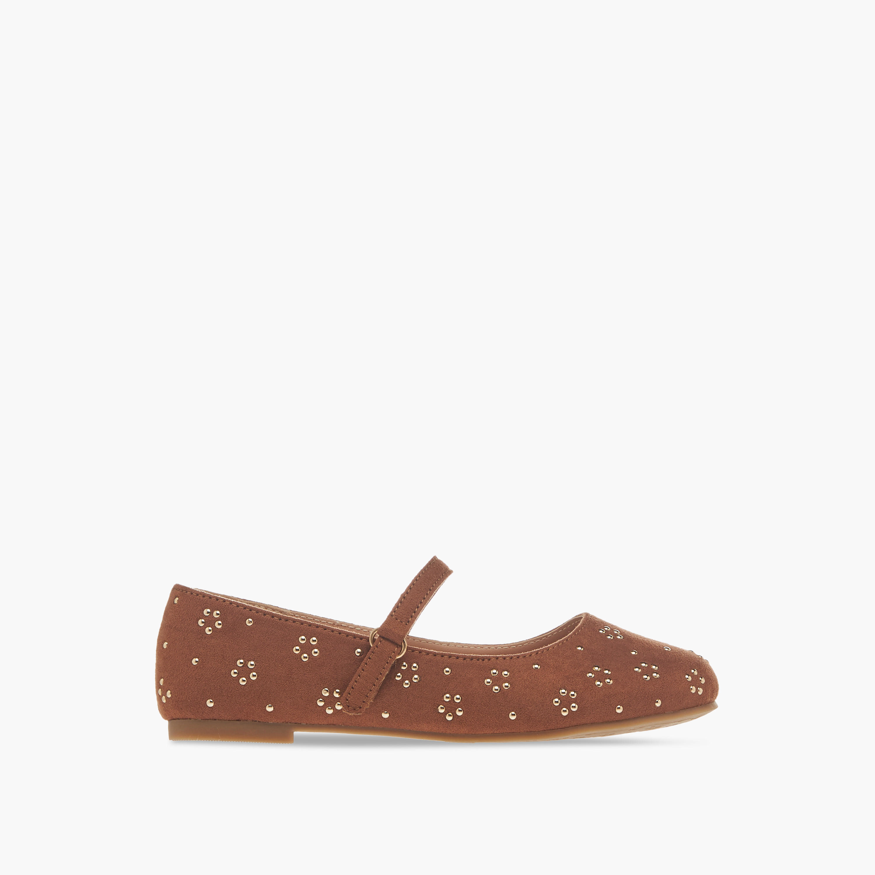 Little Missy Embellished Ballerina Shoes with Hook and Loop Closure-girls-shoes-maryjanes-image-3