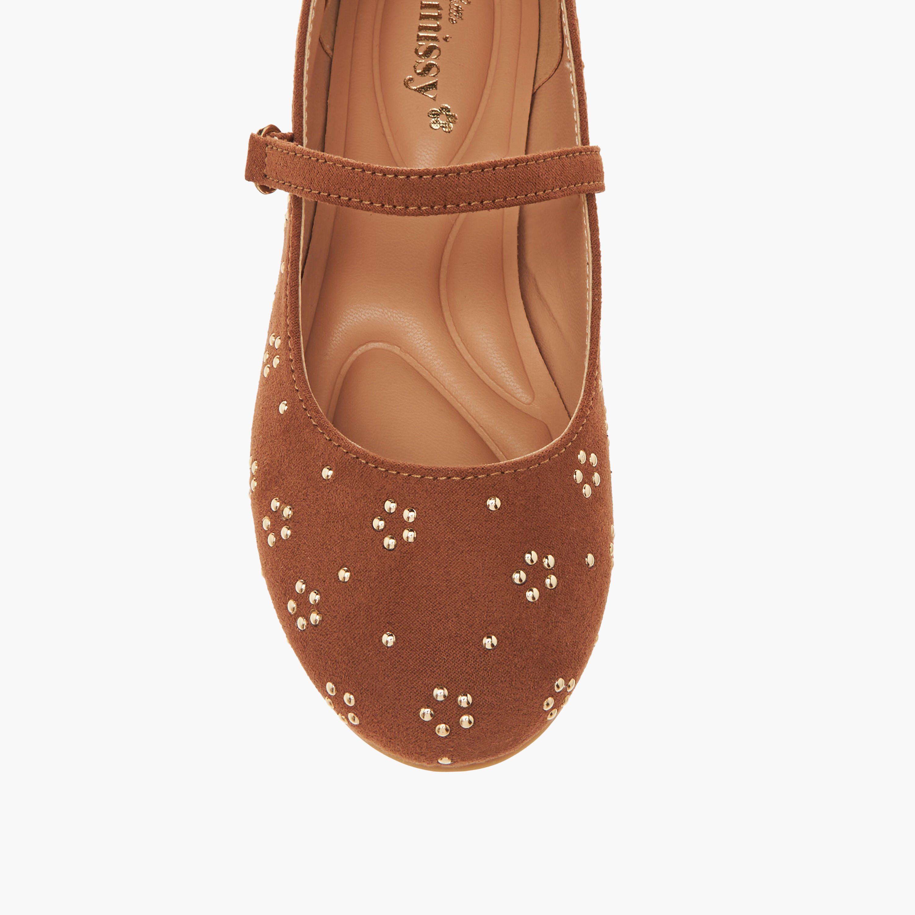 Little Missy Embellished Ballerina Shoes with Hook and Loop Closure-girls-shoes-maryjanes-image-4