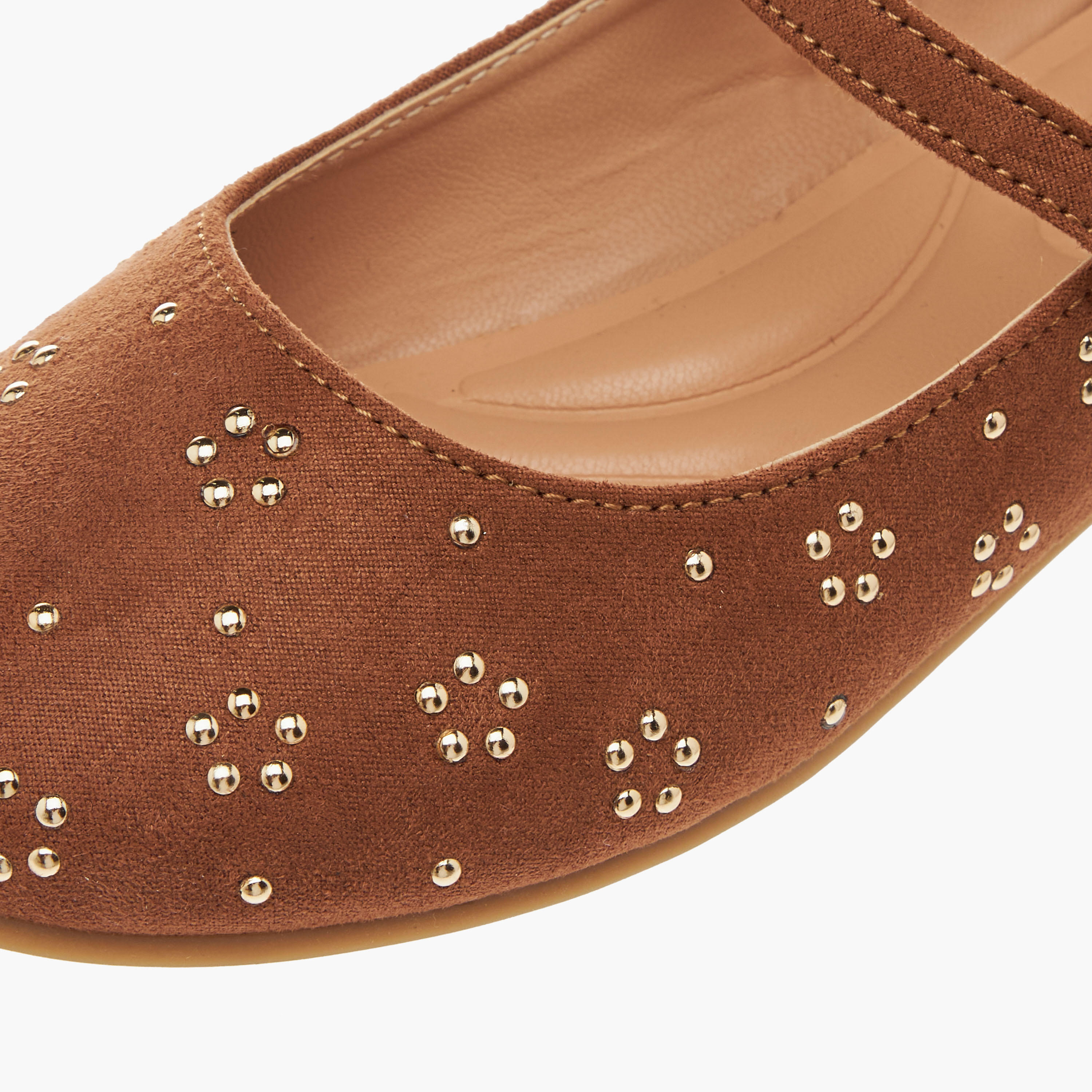 Little Missy Embellished Ballerina Shoes with Hook and Loop Closure-girls-shoes-maryjanes-image-6
