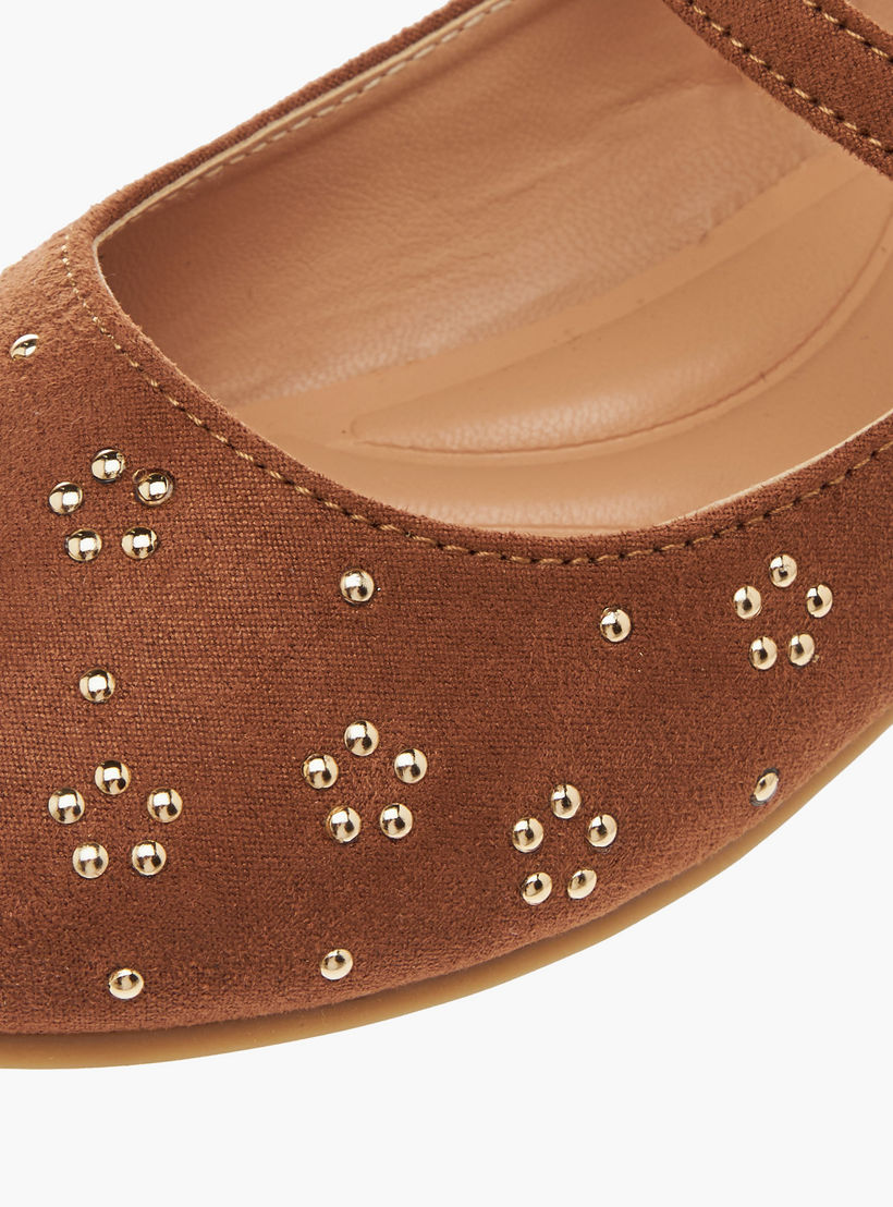 Little Missy Embellished Ballerina Shoes with Hook and Loop Closure-girls-shoes-maryjanes-image-6
