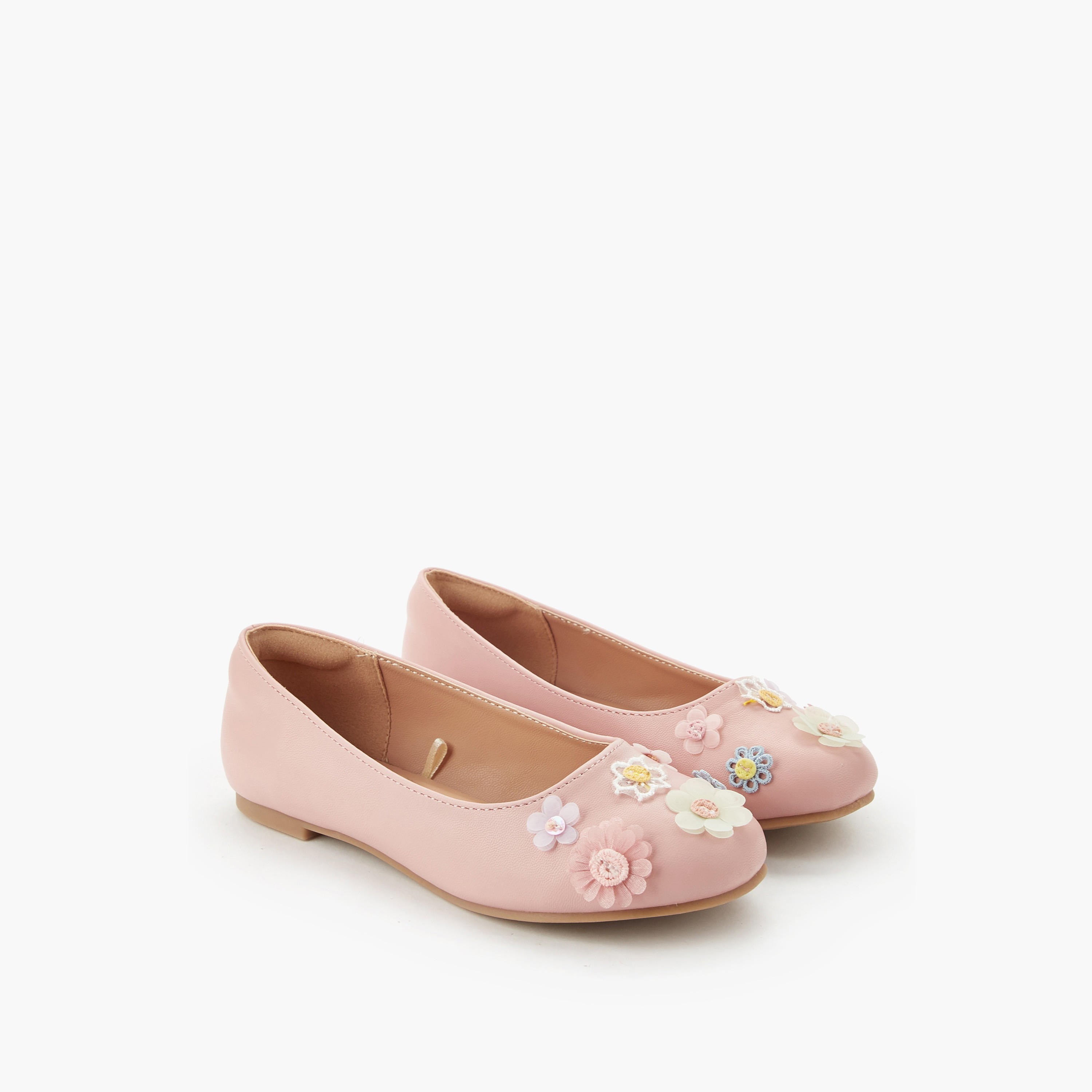 حذاء باليرينا بتزيينات زهرية للبنات من ليتل ميسي-girls-shoes-ballerinas-image-1
