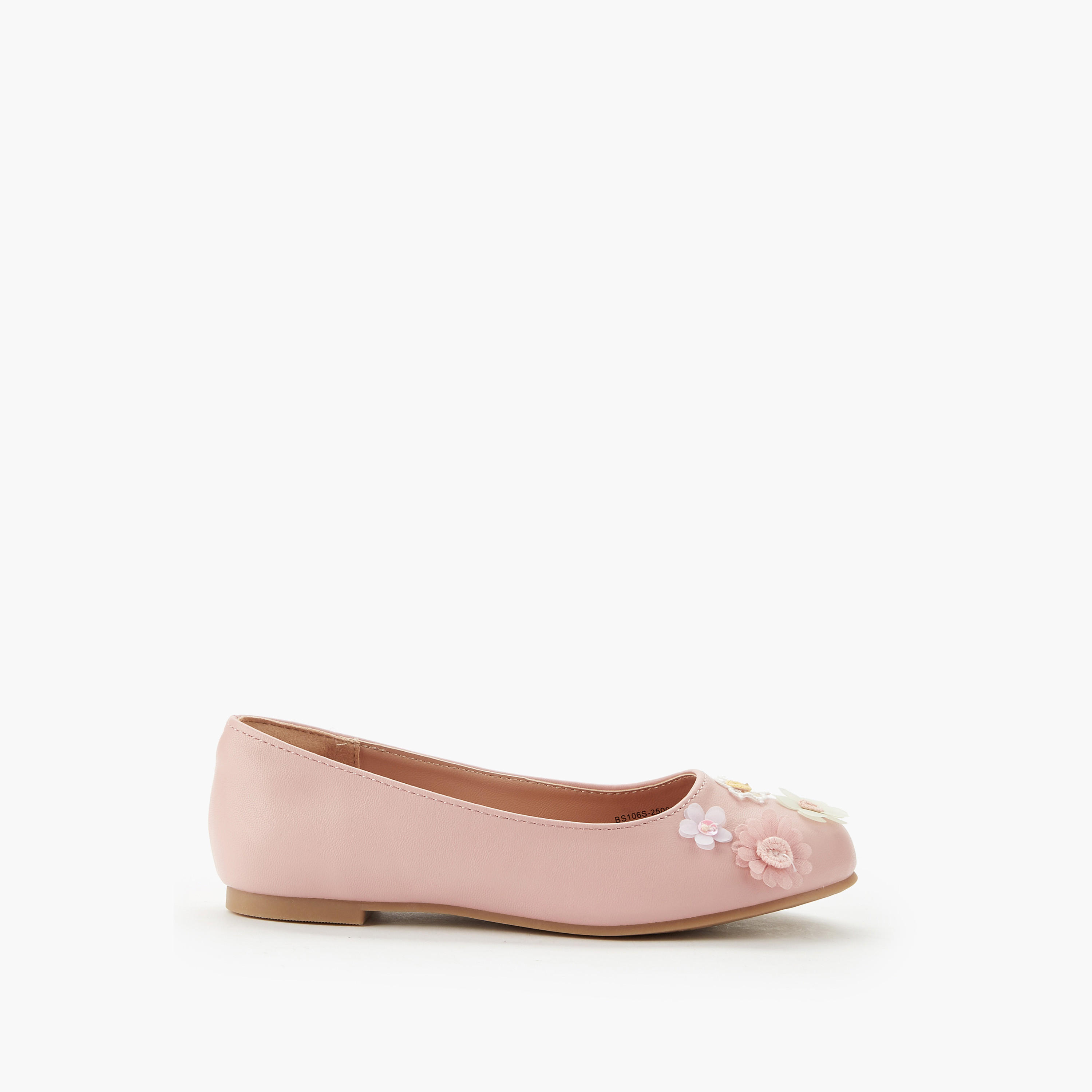 حذاء باليرينا بتزيينات زهرية للبنات من ليتل ميسي-girls-shoes-ballerinas-image-2