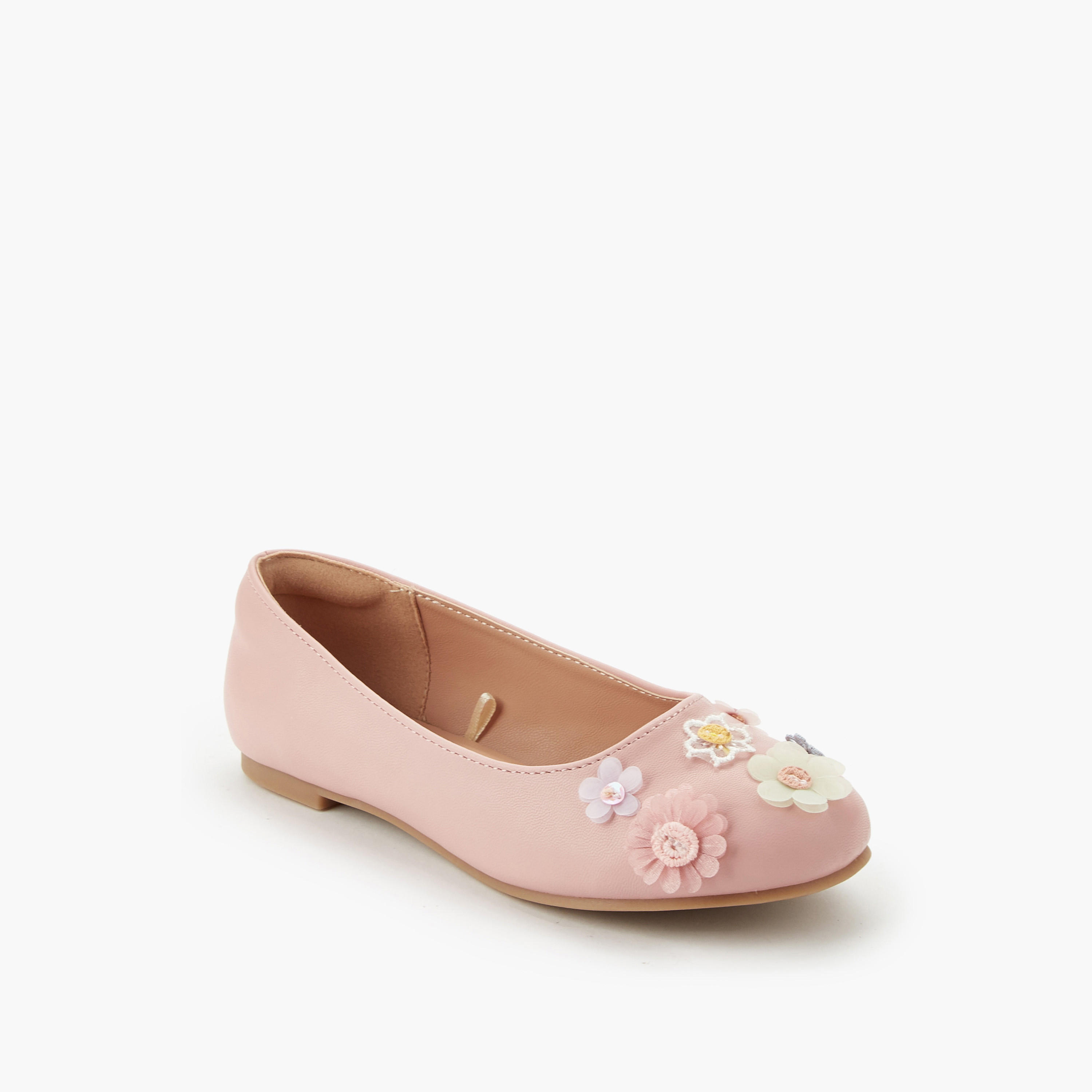 حذاء باليرينا بتزيينات زهرية للبنات من ليتل ميسي-girls-shoes-ballerinas-image-3