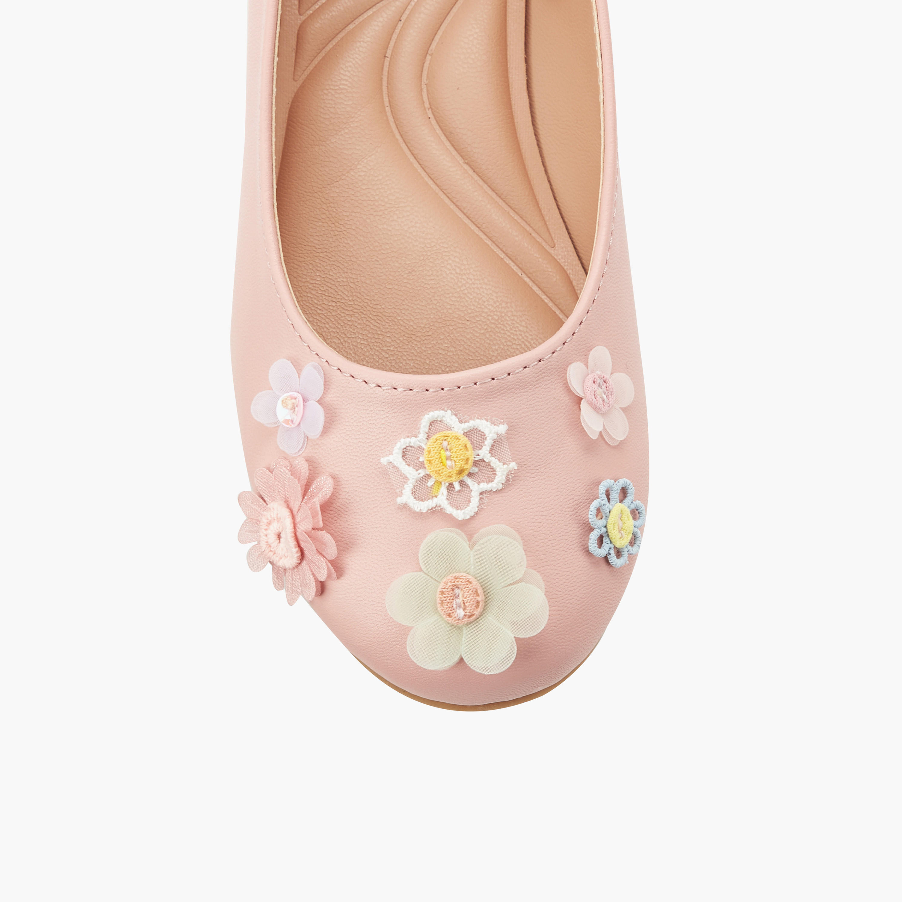 حذاء باليرينا بتزيينات زهرية للبنات من ليتل ميسي-girls-shoes-ballerinas-image-4