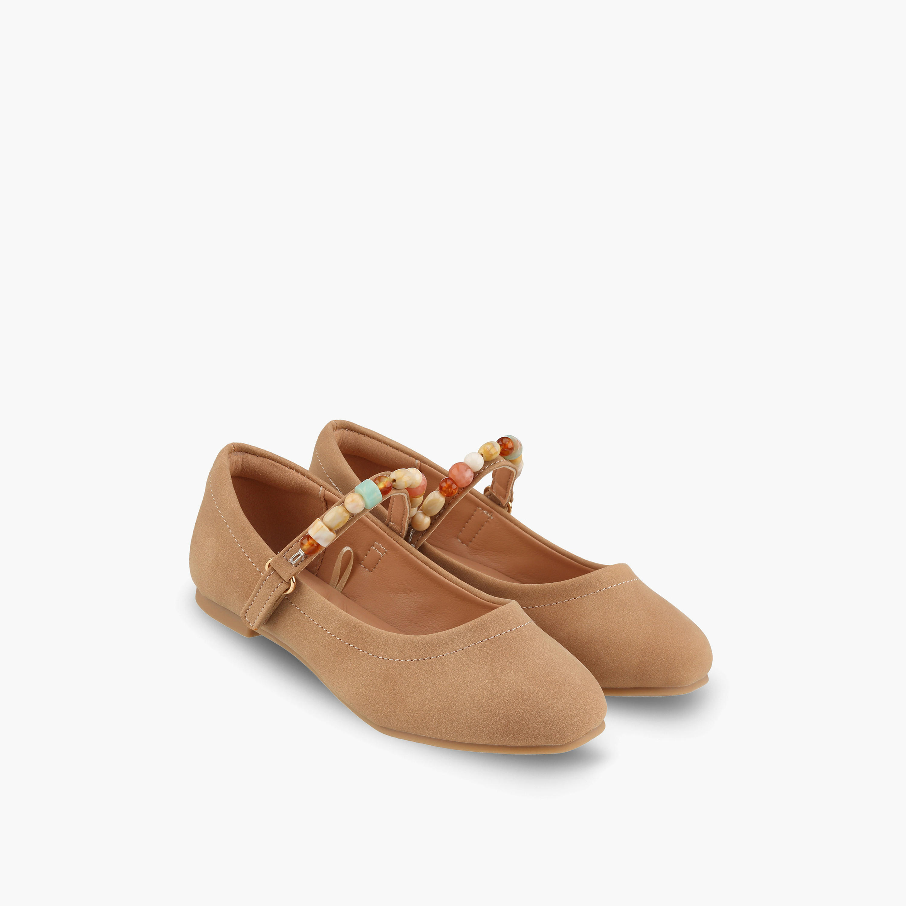 حذاء ماري جين مزين بالخرز للبنات من ليتل ميسي-girls-shoes-maryjanes-image-1