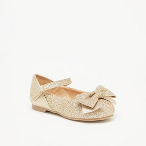 Juniors Bow Accented Glitter Textured Mary Jane Shoes-girls-shoes-ballerinas-image-1