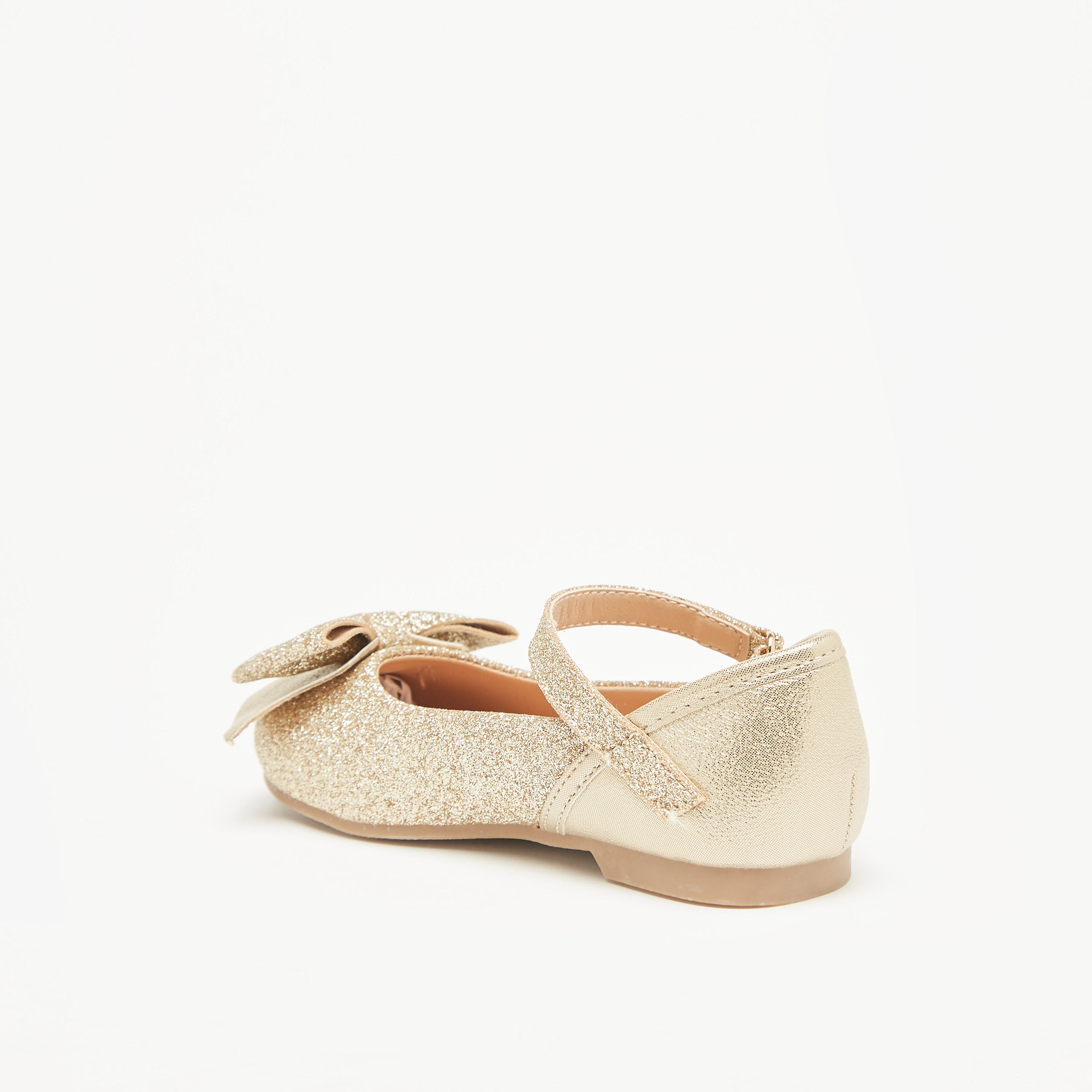 Juniors Bow Accented Glitter Textured Mary Jane Shoes-girls-shoes-ballerinas-image-2
