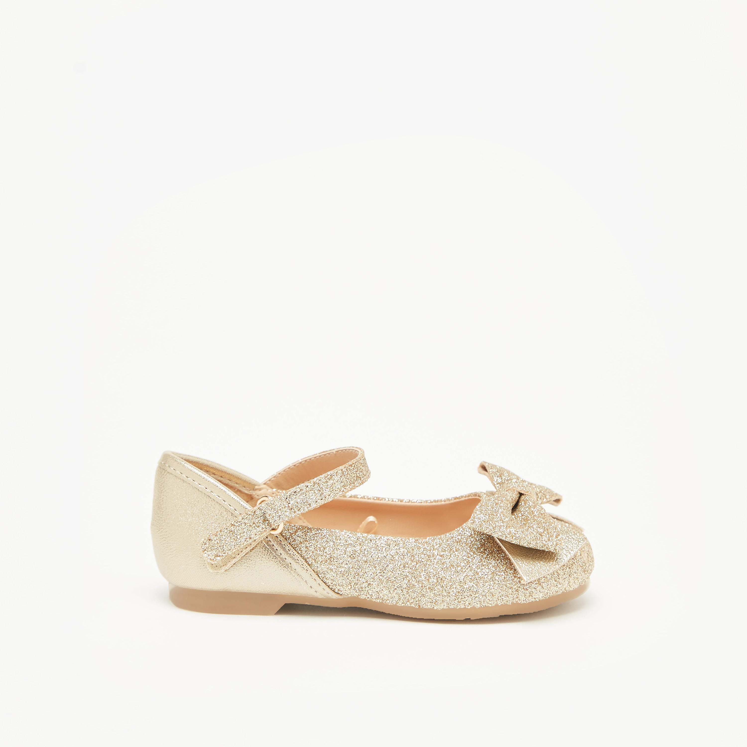 Juniors Bow Accented Glitter Textured Mary Jane Shoes-girls-shoes-ballerinas-image-3