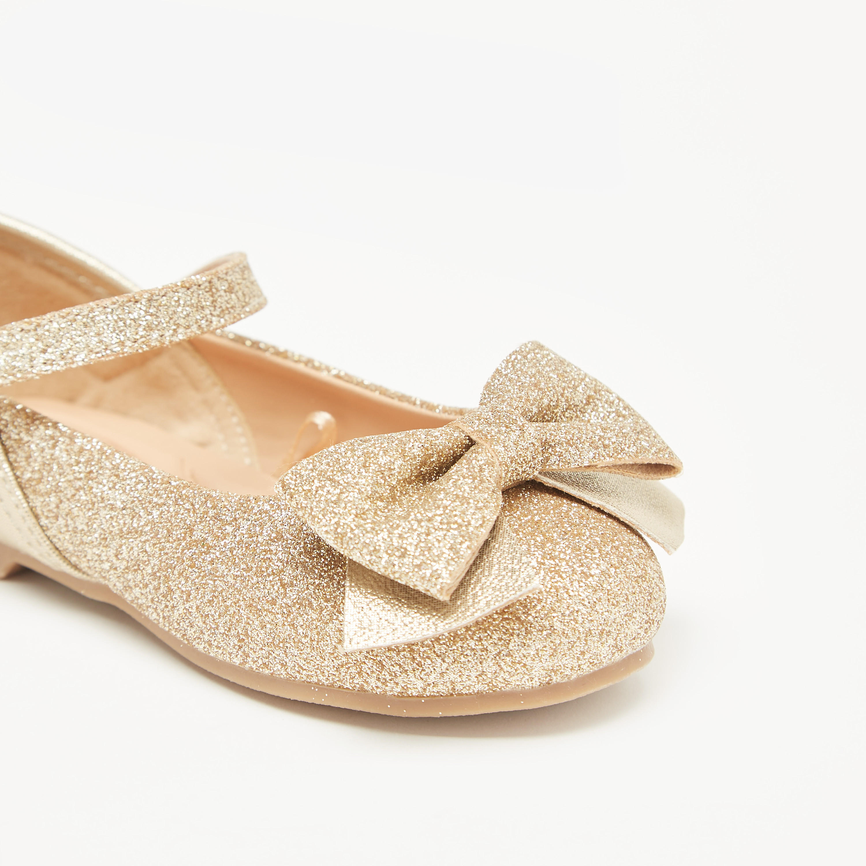 Juniors Bow Accented Glitter Textured Mary Jane Shoes-girls-shoes-ballerinas-image-5