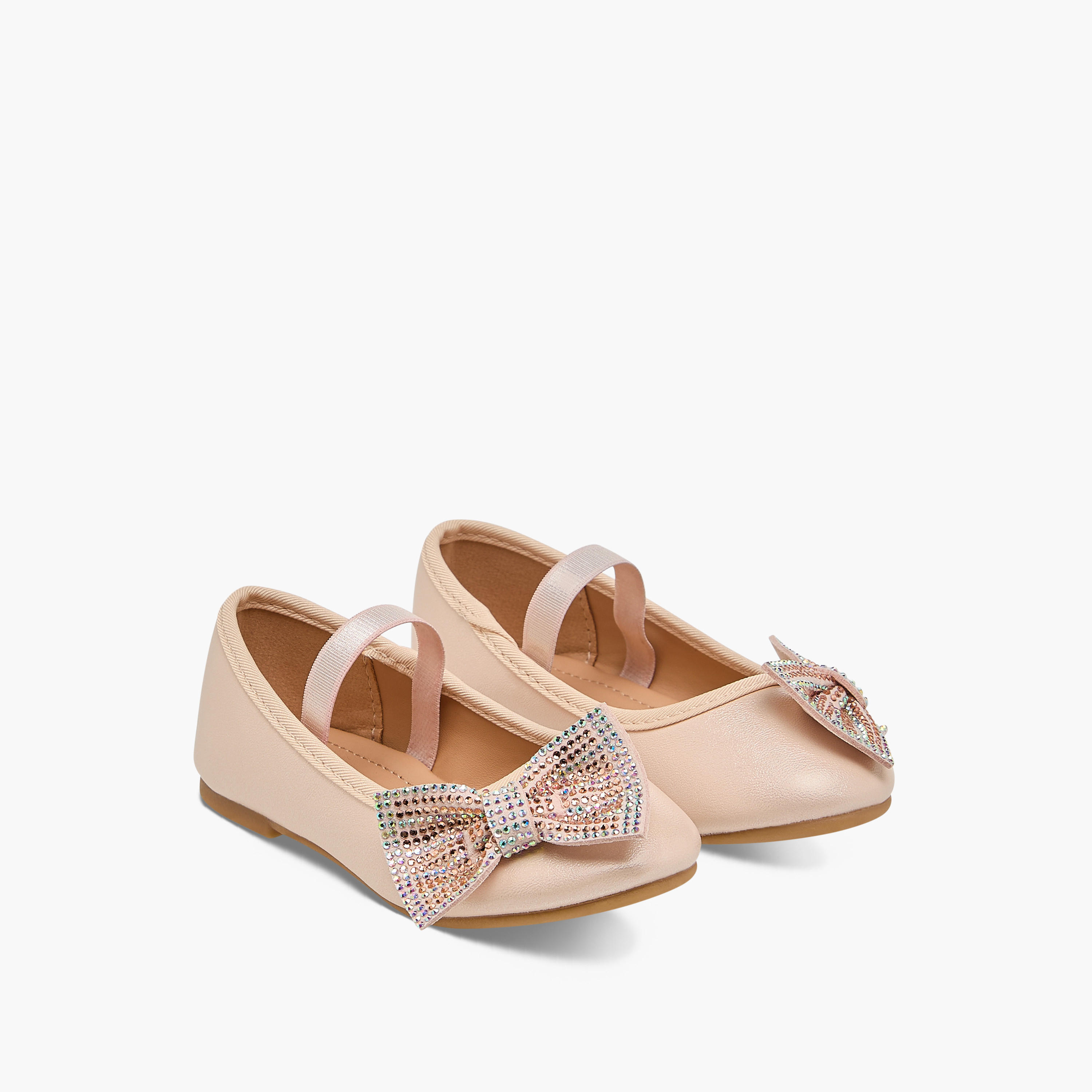 حذاء باليرينا مزين بفيونكة بحزام مطاطي من فلورا بيلا-girls-shoes-ballerinas-image-1