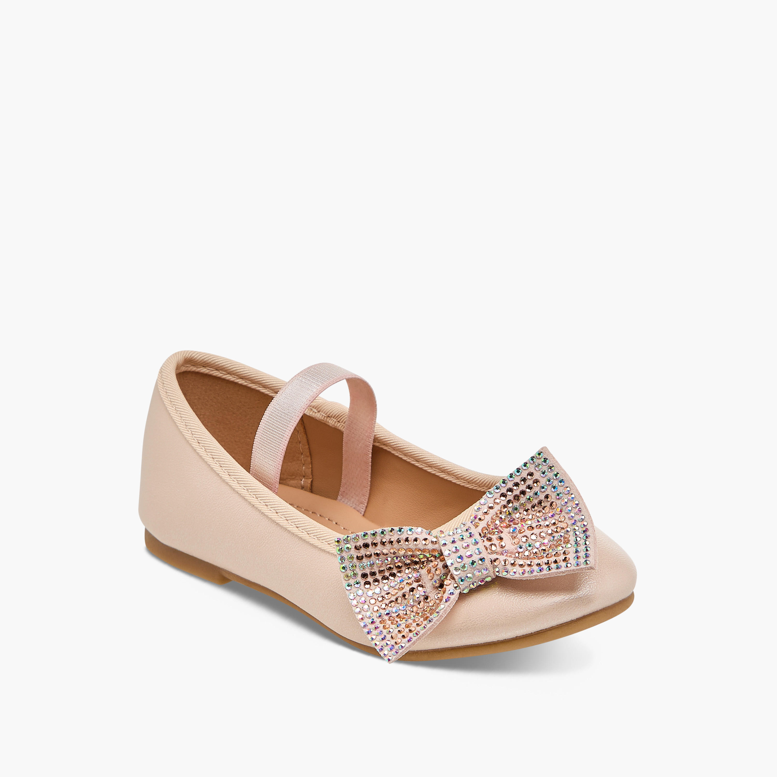 حذاء باليرينا مزين بفيونكة بحزام مطاطي من فلورا بيلا-girls-shoes-ballerinas-image-2