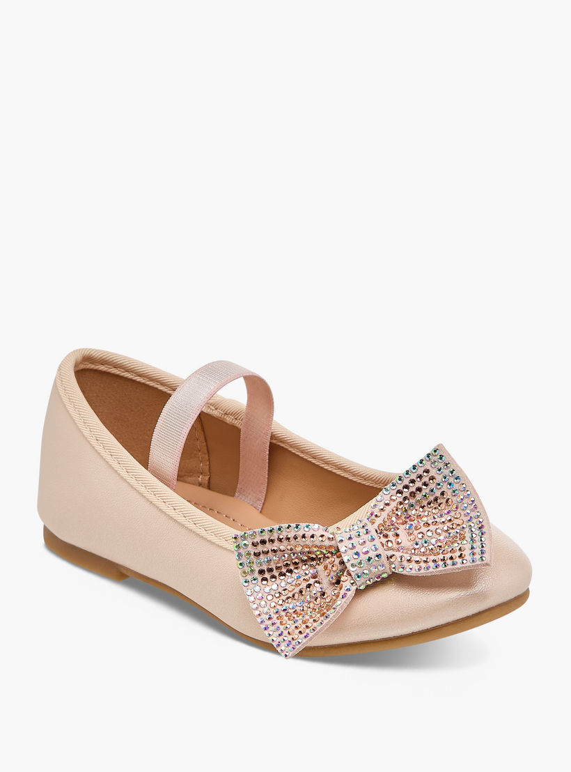 حذاء باليرينا مزين بفيونكة بحزام مطاطي من فلورا بيلا-girls-shoes-ballerinas-image-2